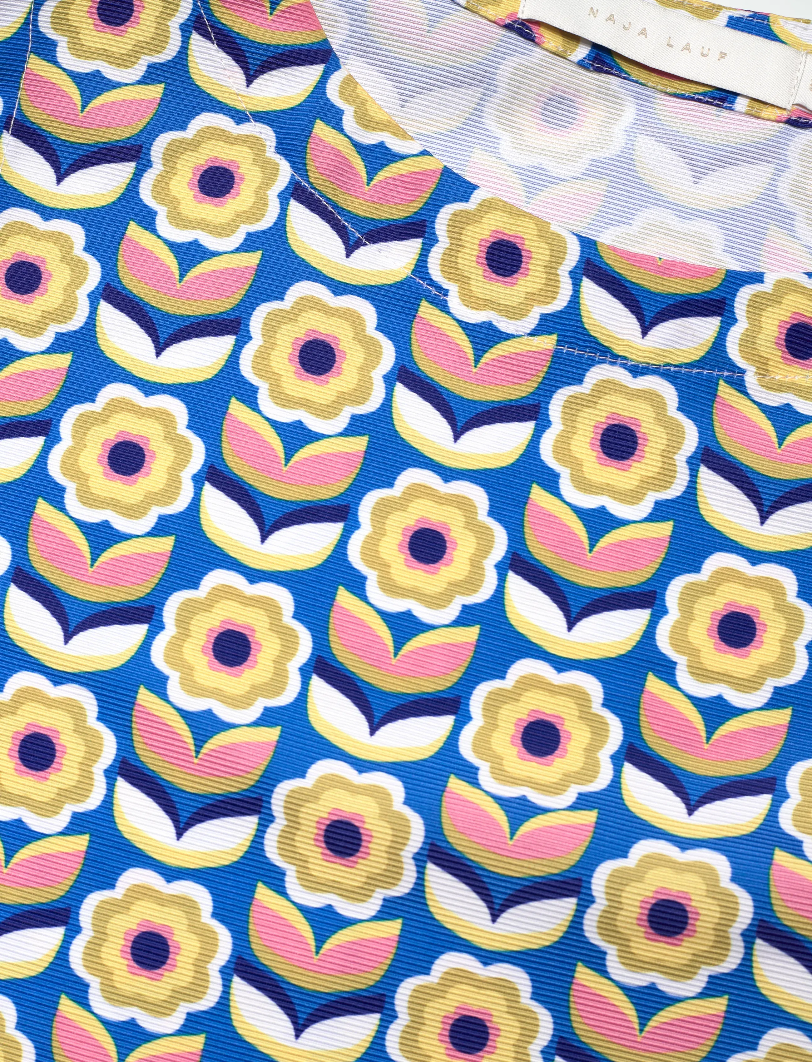 Naja Lauf - PAULINE DRESS RIBBED 60S FLOWERS - kurze kleider - bright blue - 2