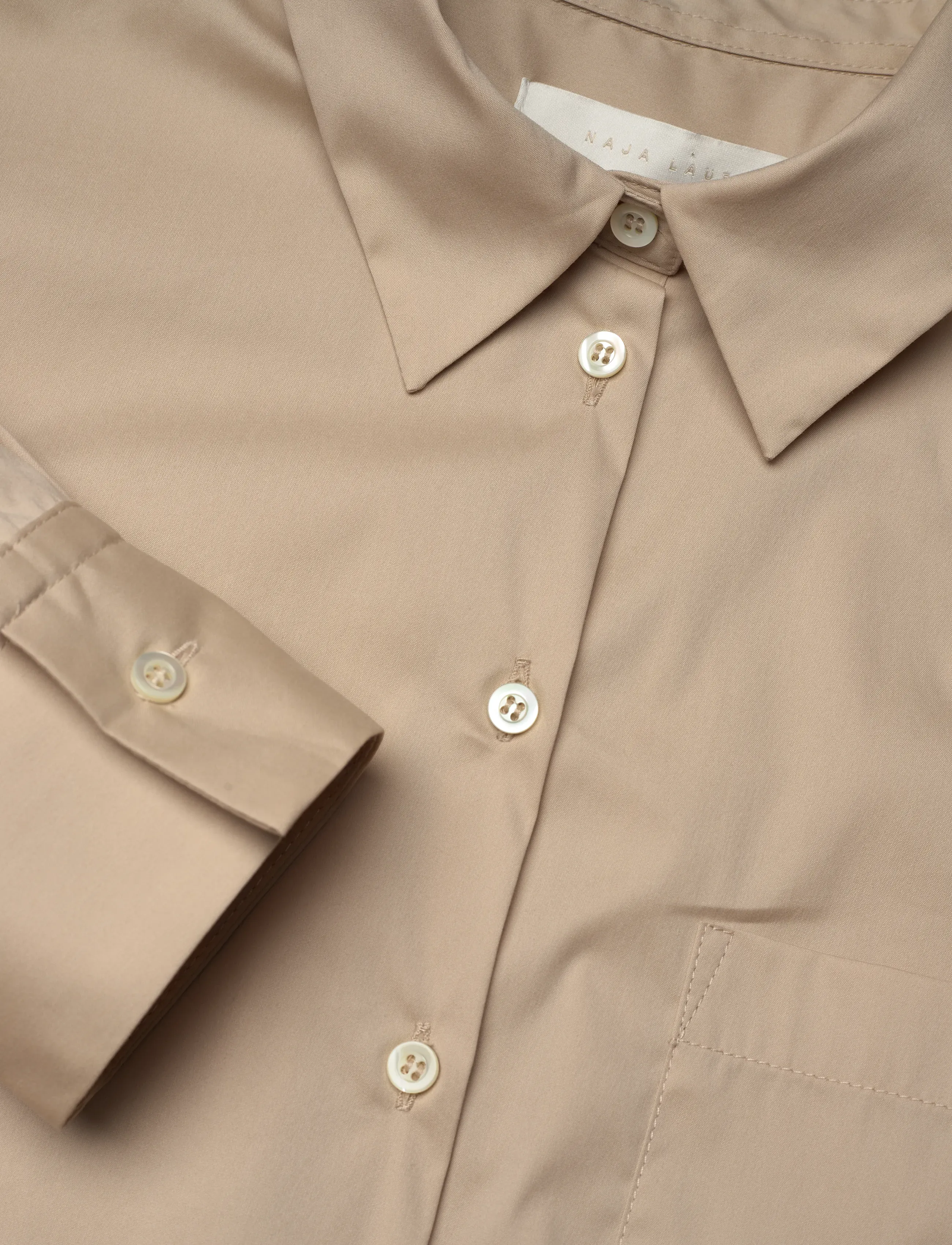 Naja Lauf - AGNETA SHIRT FANCY POPLIN - langærmede skjorter - beige - 2