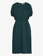 PUK DRESS COTTON LINEN - DARK GREEN