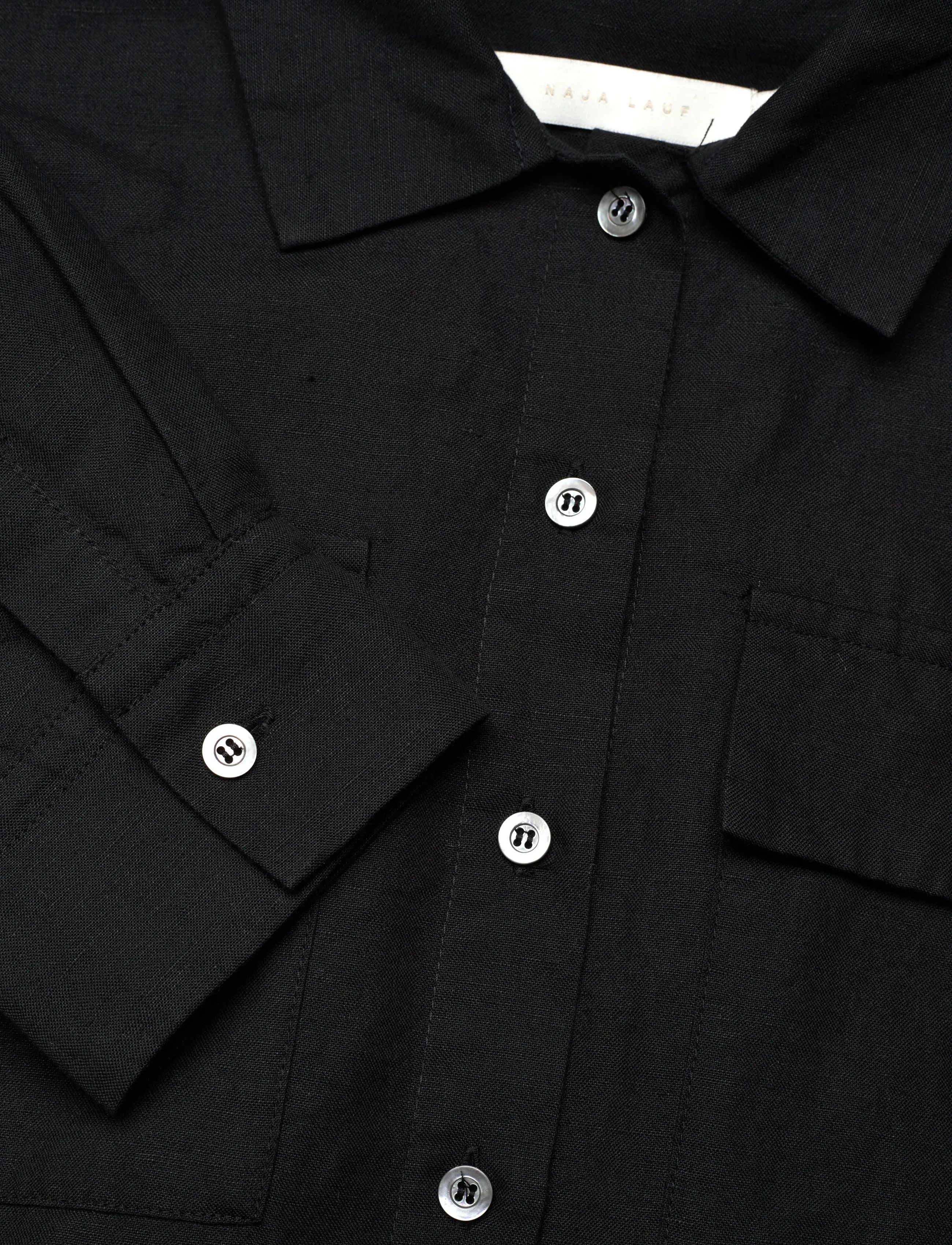 Naja Lauf - ALBERTA SHIRT LINEN BLEND - hørskjorter - black - 2