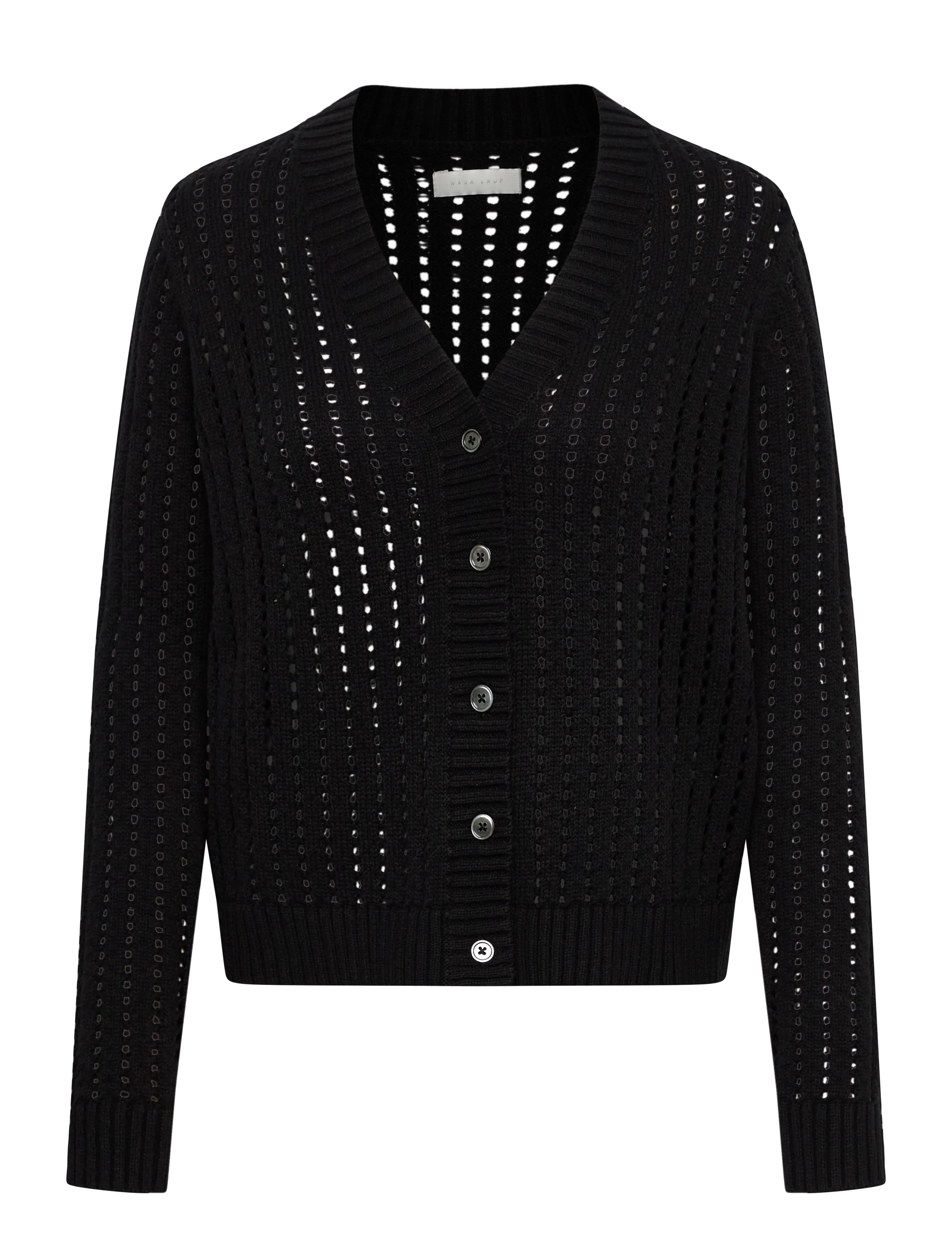 ROSIE CARDIGAN OPEN KNIT - BLACK