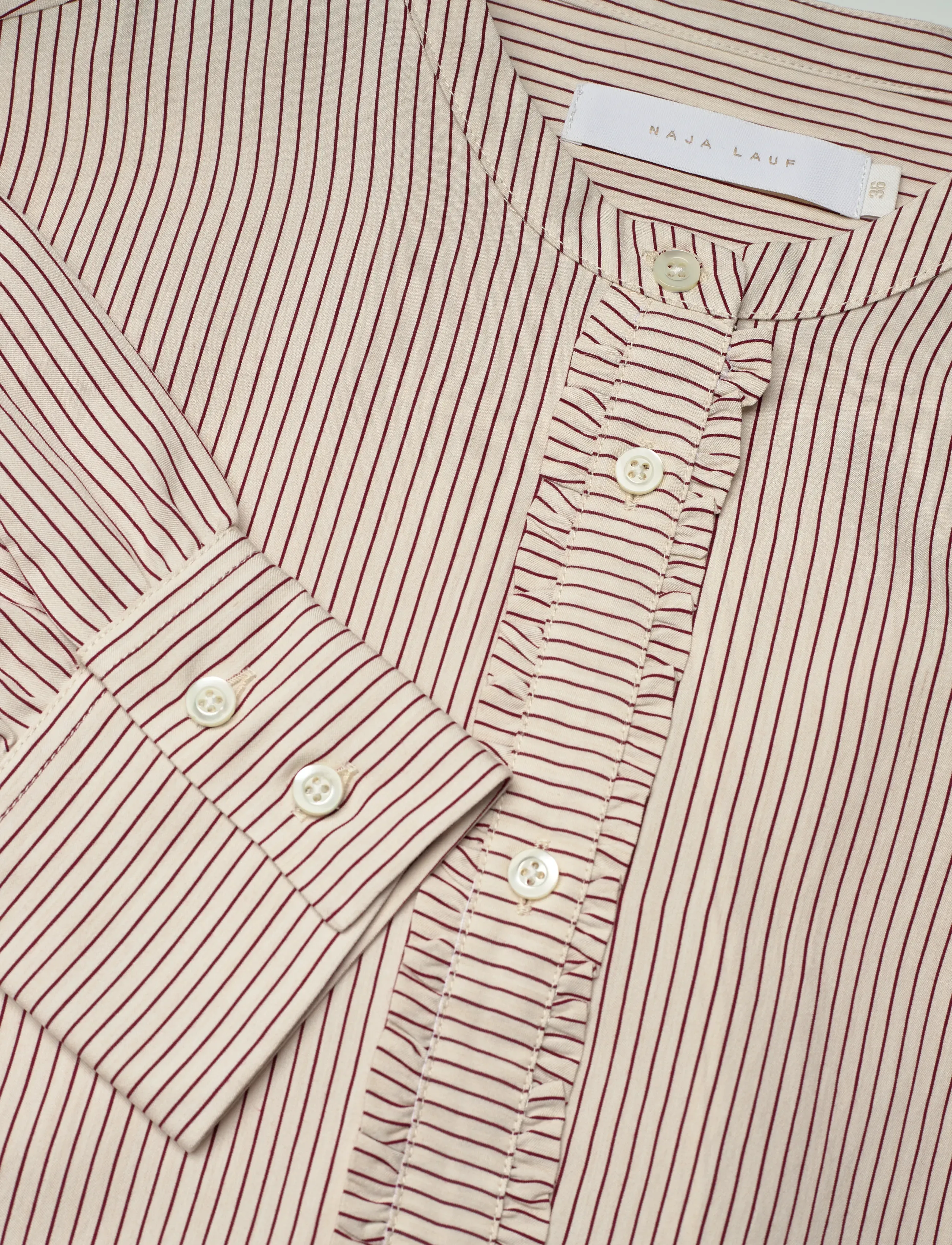 Naja Lauf - ELLA SHIRT DENSE STRIPE - langærmede skjorter - dark red - 2