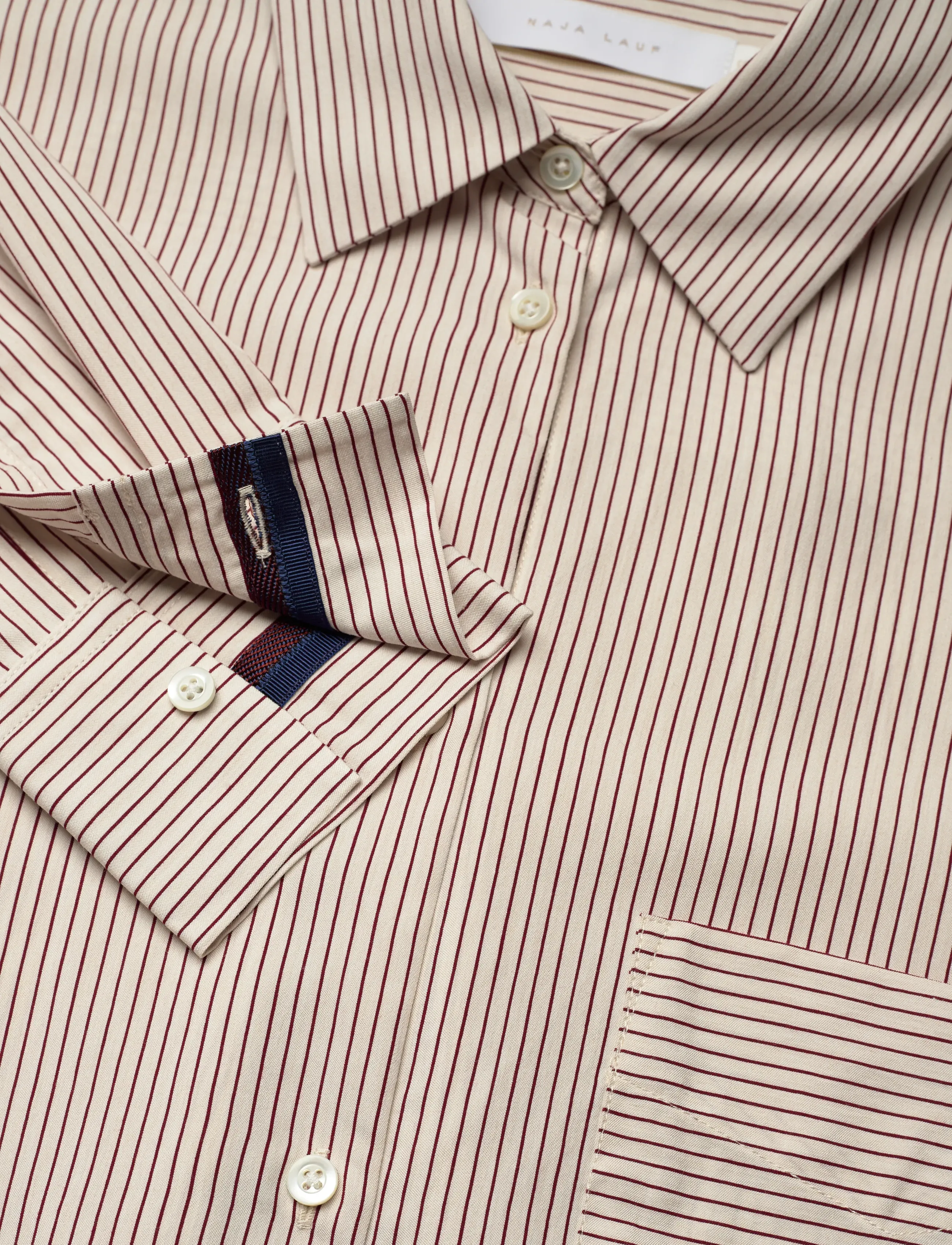 Naja Lauf - MAGGIE SHIRT DENSE STRIPE - langærmede skjorter - dark red - 2