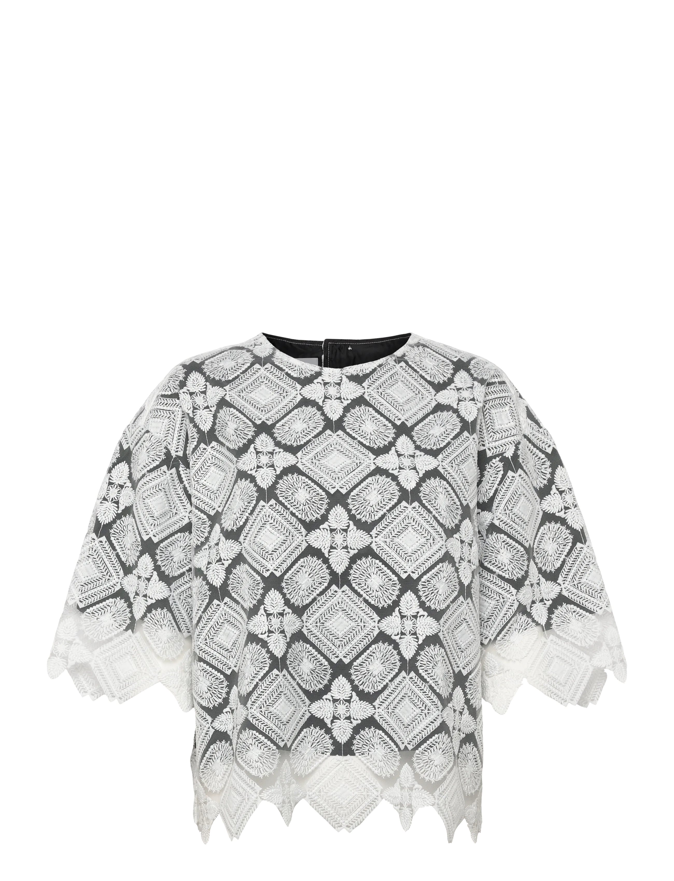 Naja Lauf LEJSE BLOUSE WHITE EMBROIDERY - Kurzämlige Blusen - WHITE / white