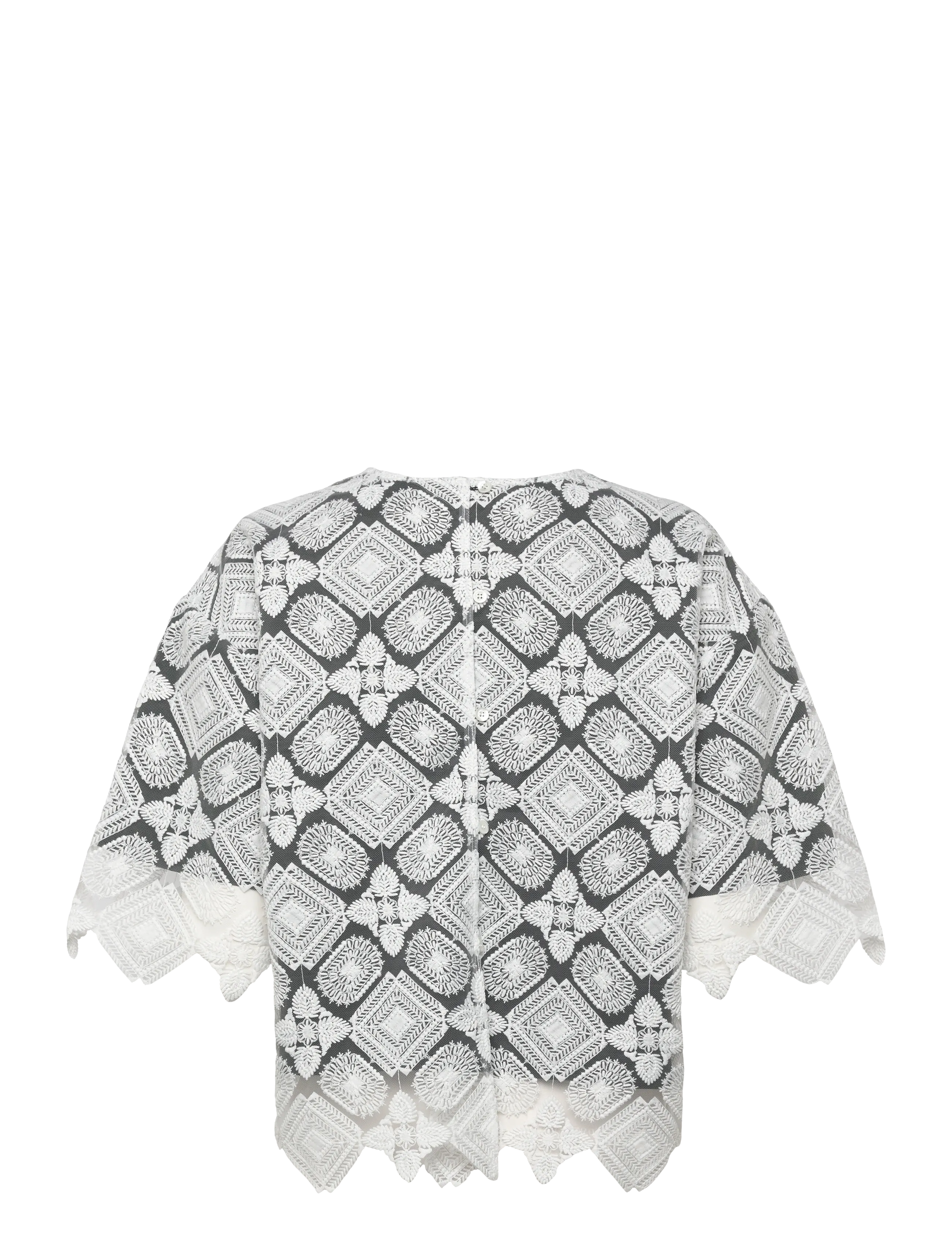 Naja Lauf - LEJSE BLOUSE WHITE EMBROIDERY - kortærmede bluser - white - 1