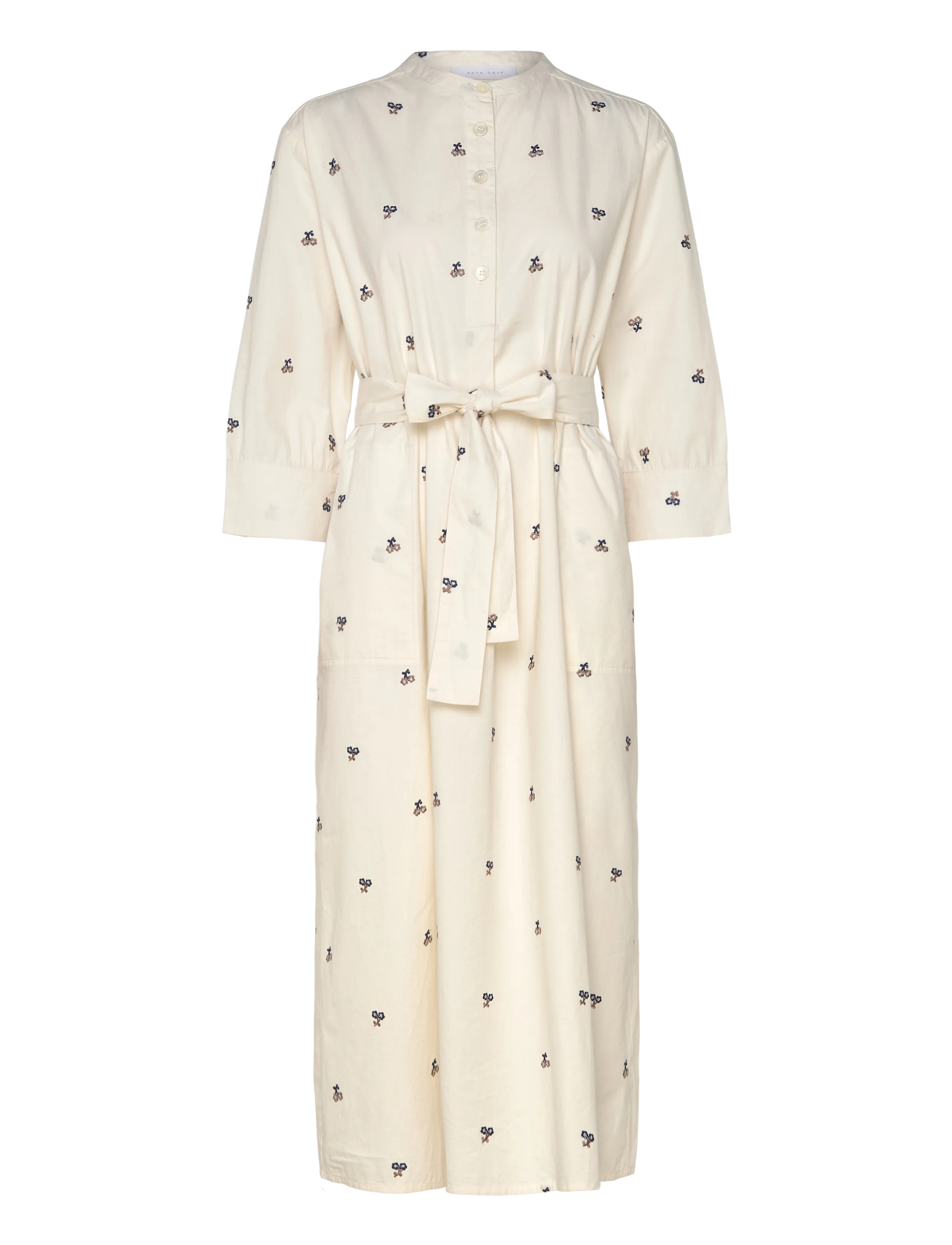 Naja Lauf ROSA DRESS EMBROIDERED FLOWER - Särkkleidid - BUTTER / cream
