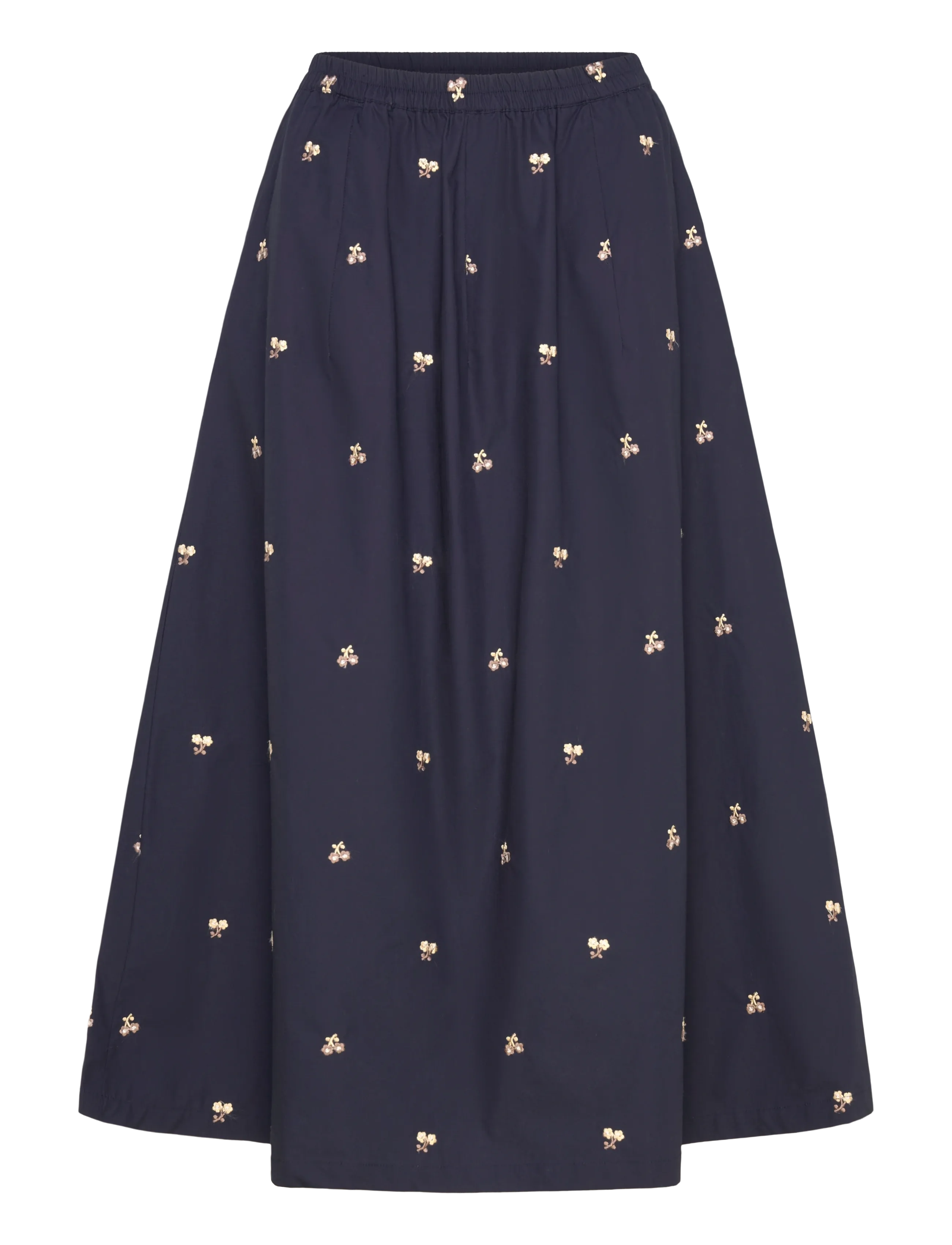 Naja Lauf CIRA SKIRT EMBROIDERED FLOWER - Maksiseelikud - NAVY / navy