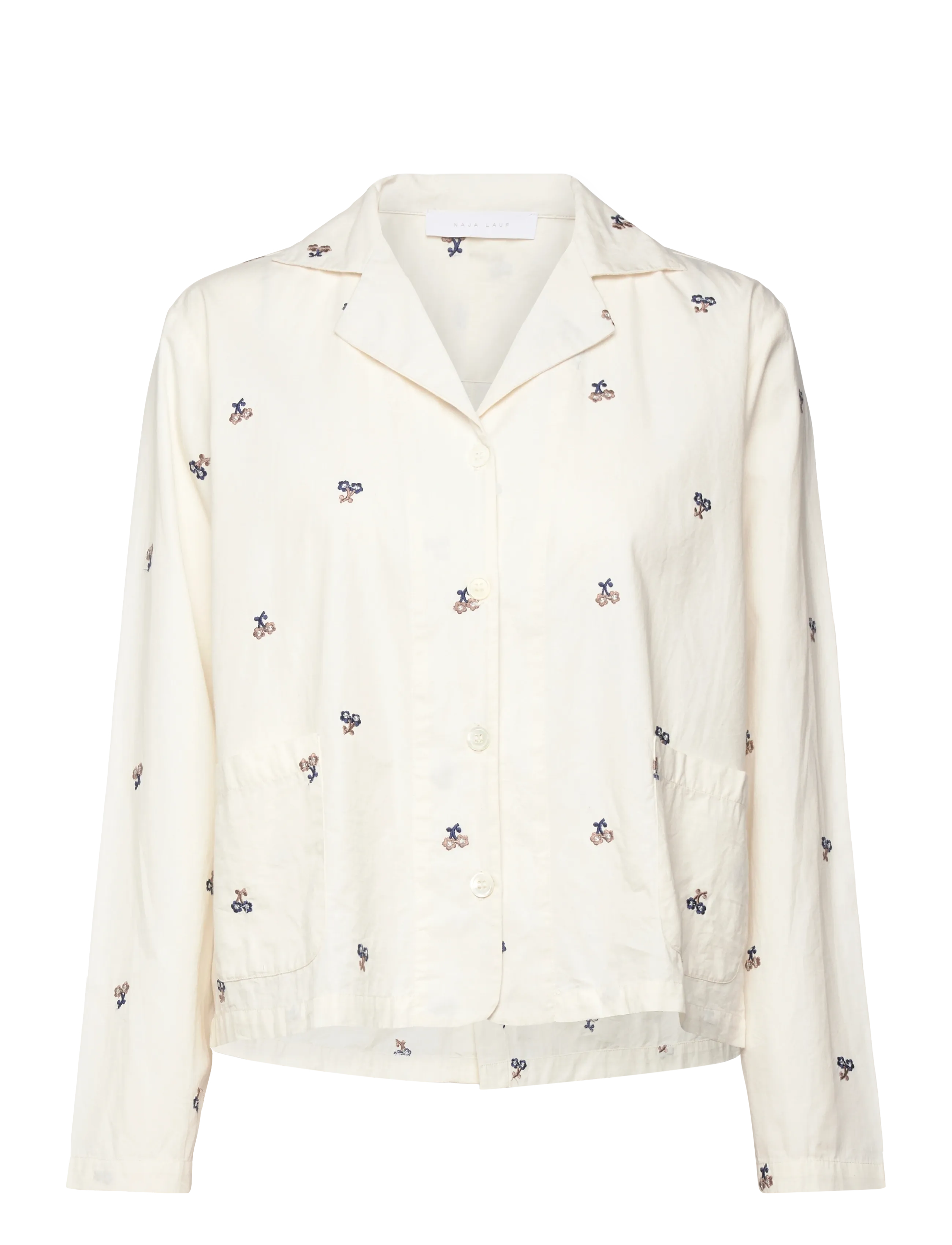 Naja Lauf KIMMIE SHIRT EMBROIDERED FLOWER - Särgid - BUTTER / cream