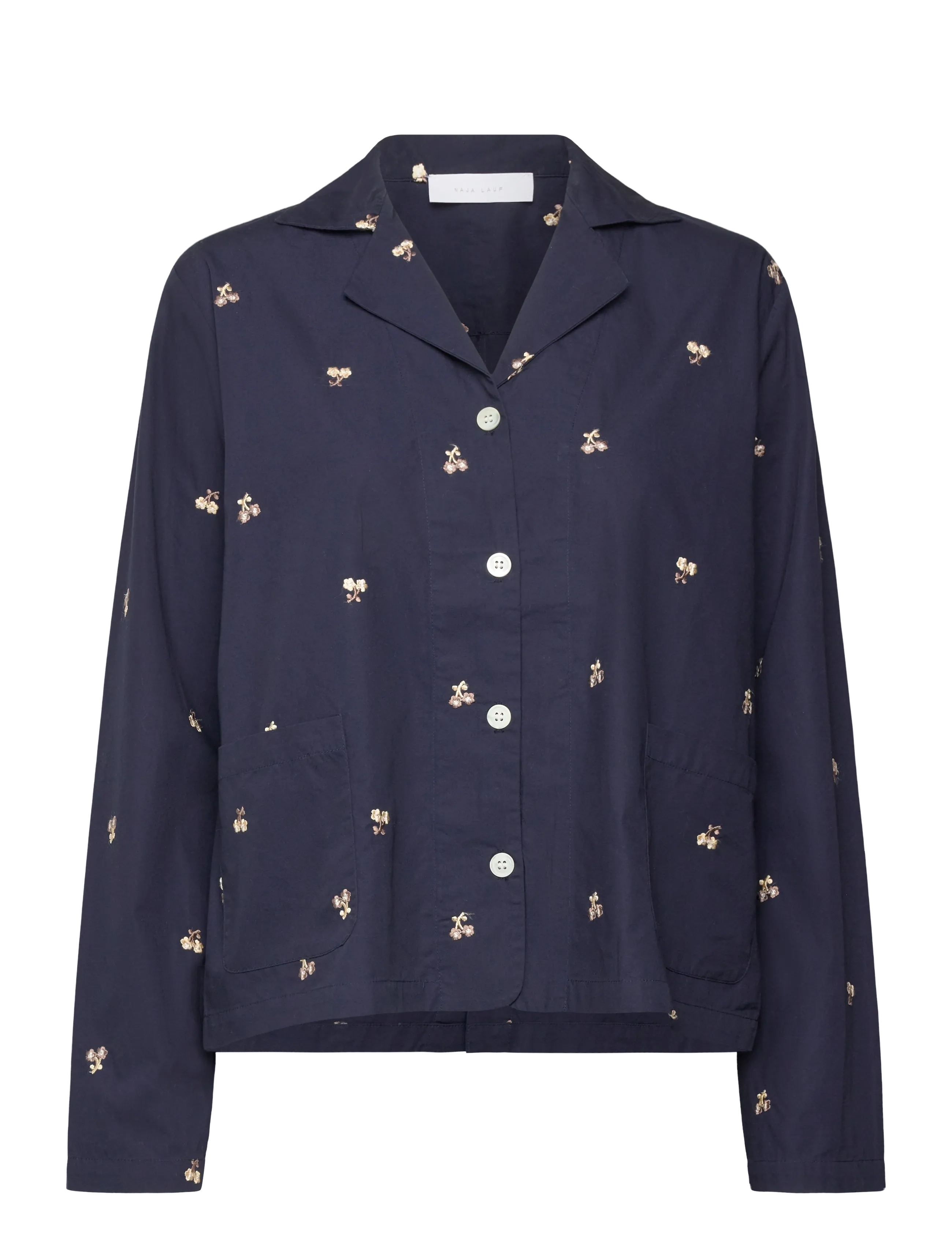 Naja Lauf KIMMIE SHIRT EMBROIDERED FLOWER - Bluser & Skjorter - NAVY / navy