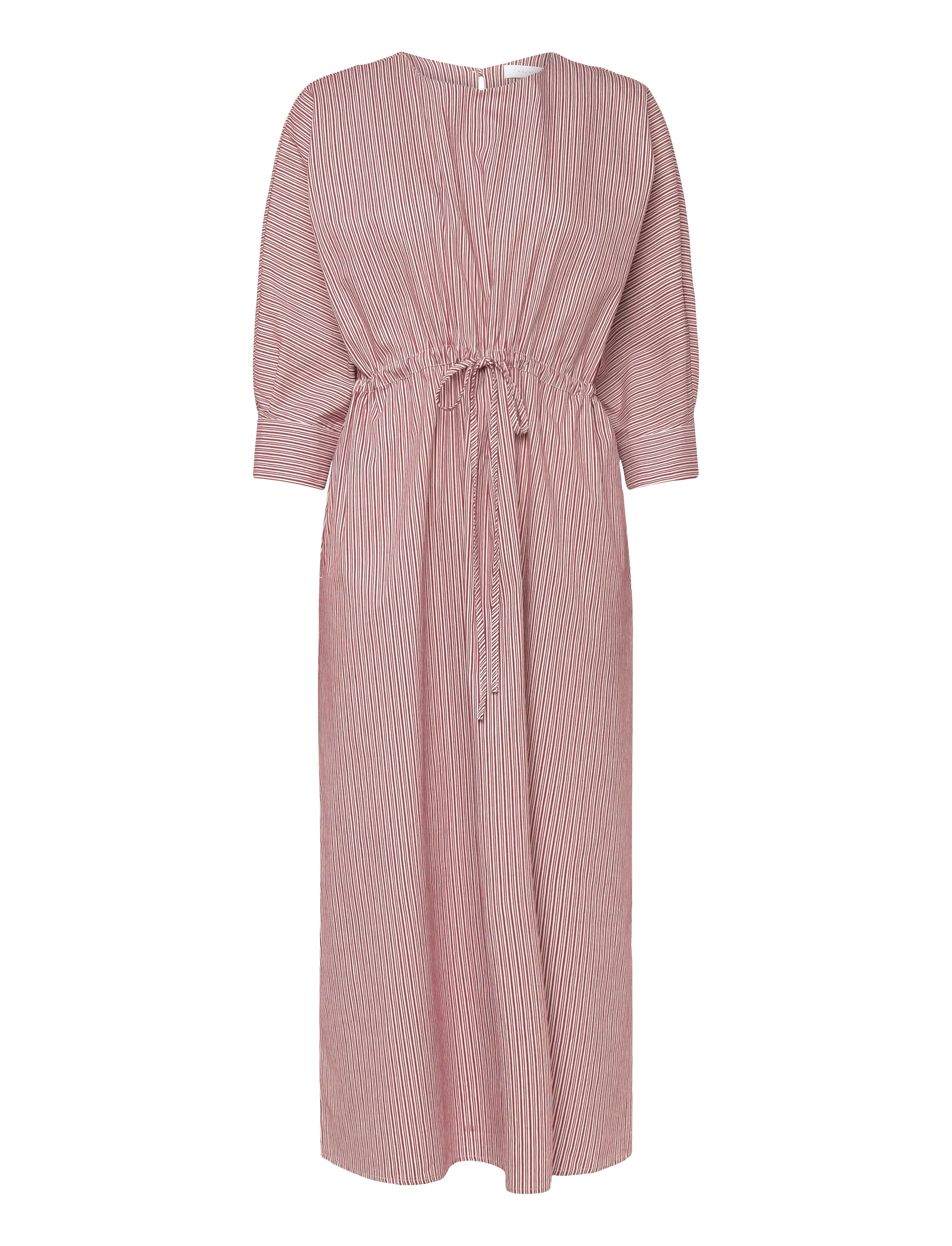 CAMILLE DRESS VENICE STRIPE - WINE RED