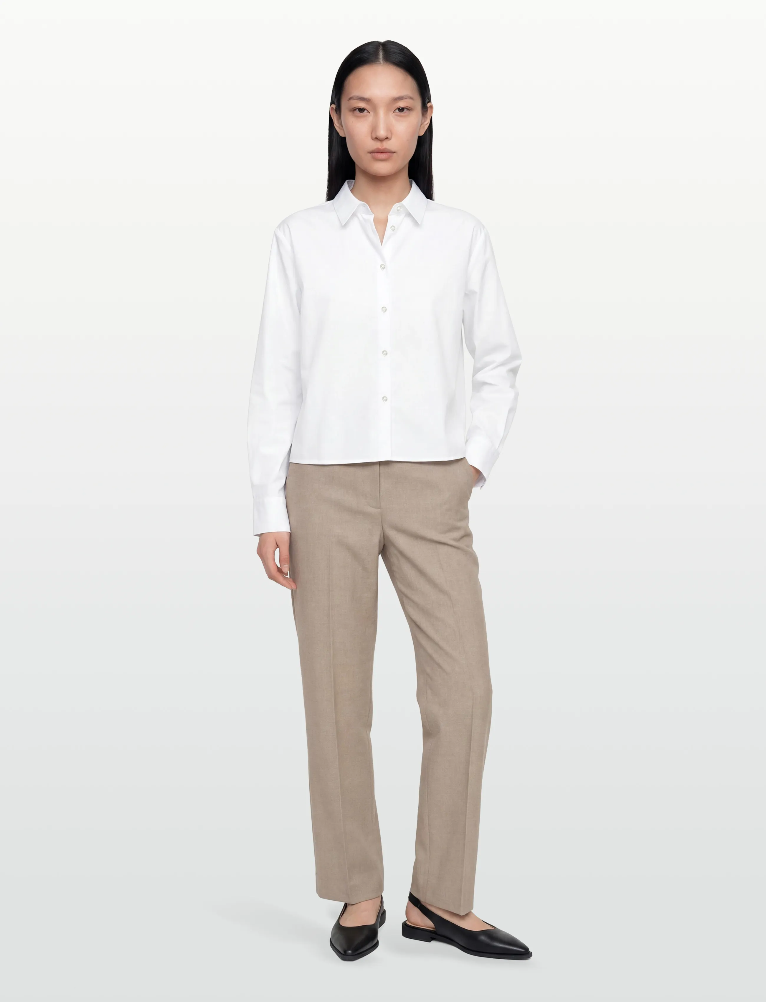 Naja Lauf Abbi Shirt Fancy Poplin, Kvinder, Skjorte Med Knapper, Hvid, Str: 42