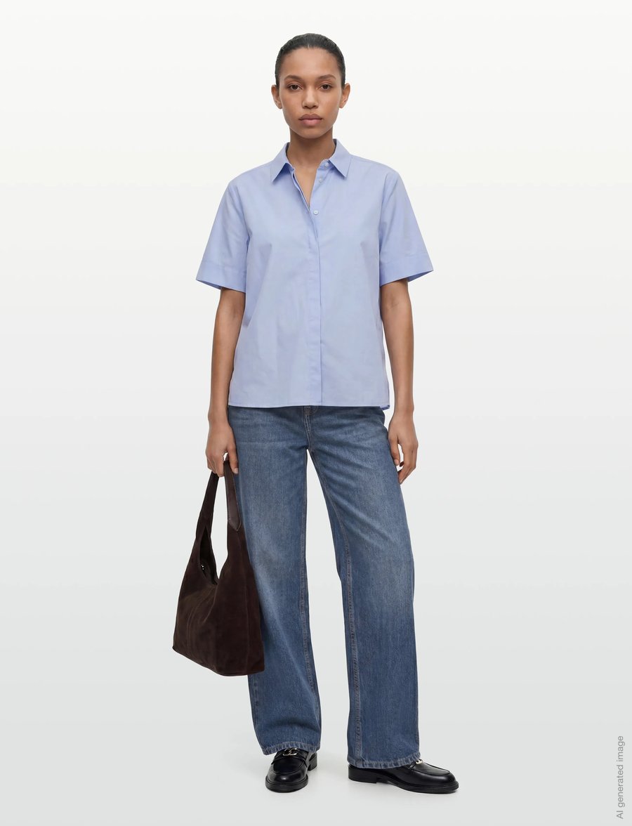 Naja Lauf - TALI SHIRT COTTON SATEEN - chemises à manches courtes - light blue - 0