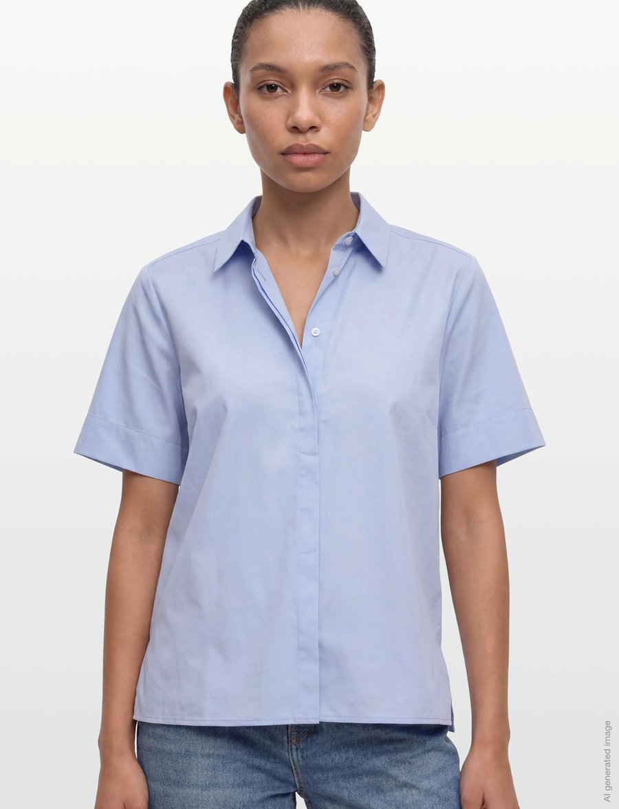 Naja Lauf - TALI SHIRT COTTON SATEEN - chemises à manches courtes - light blue - 3