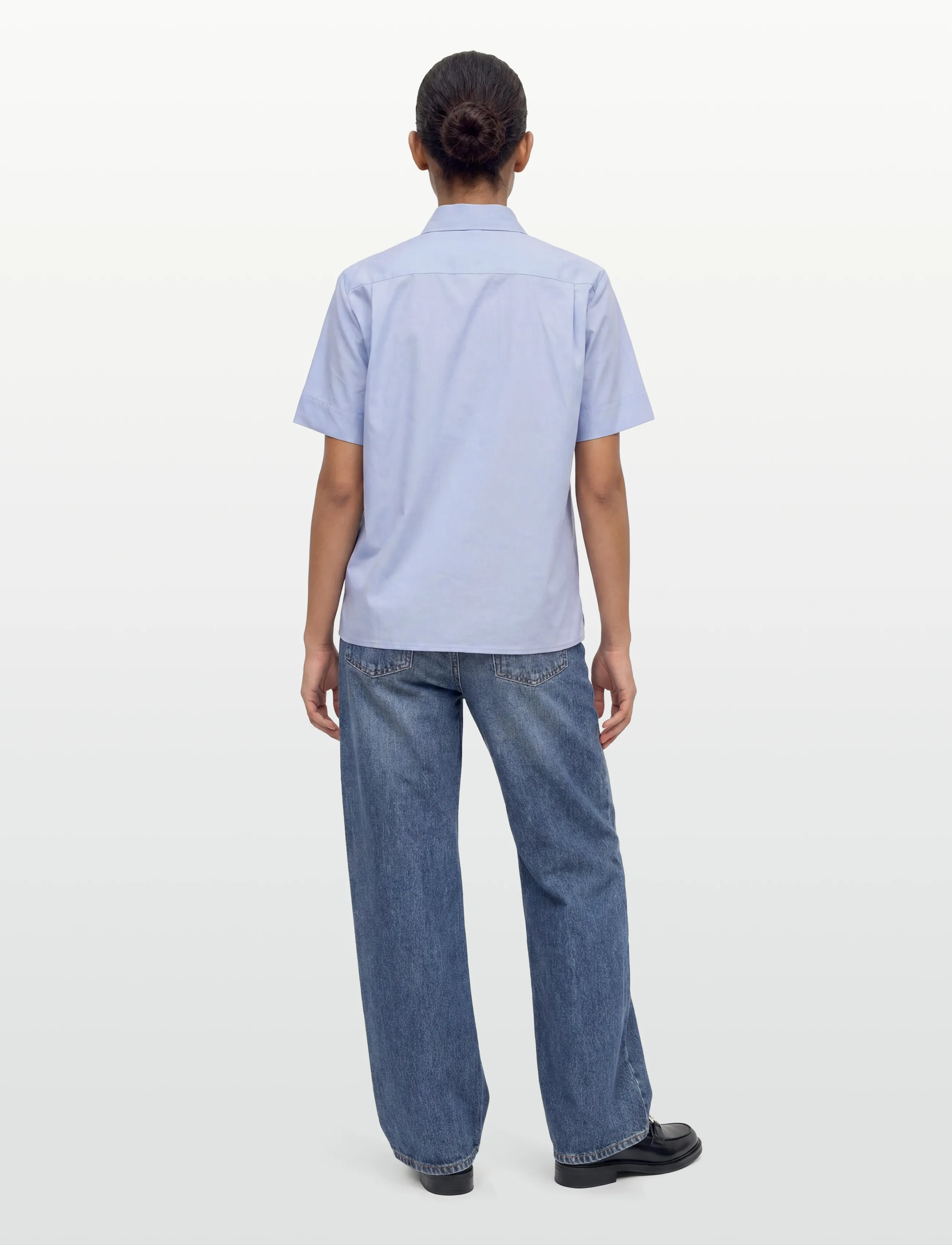 Naja Lauf - TALI SHIRT COTTON SATEEN - kortærmede skjorter - light blue - 4