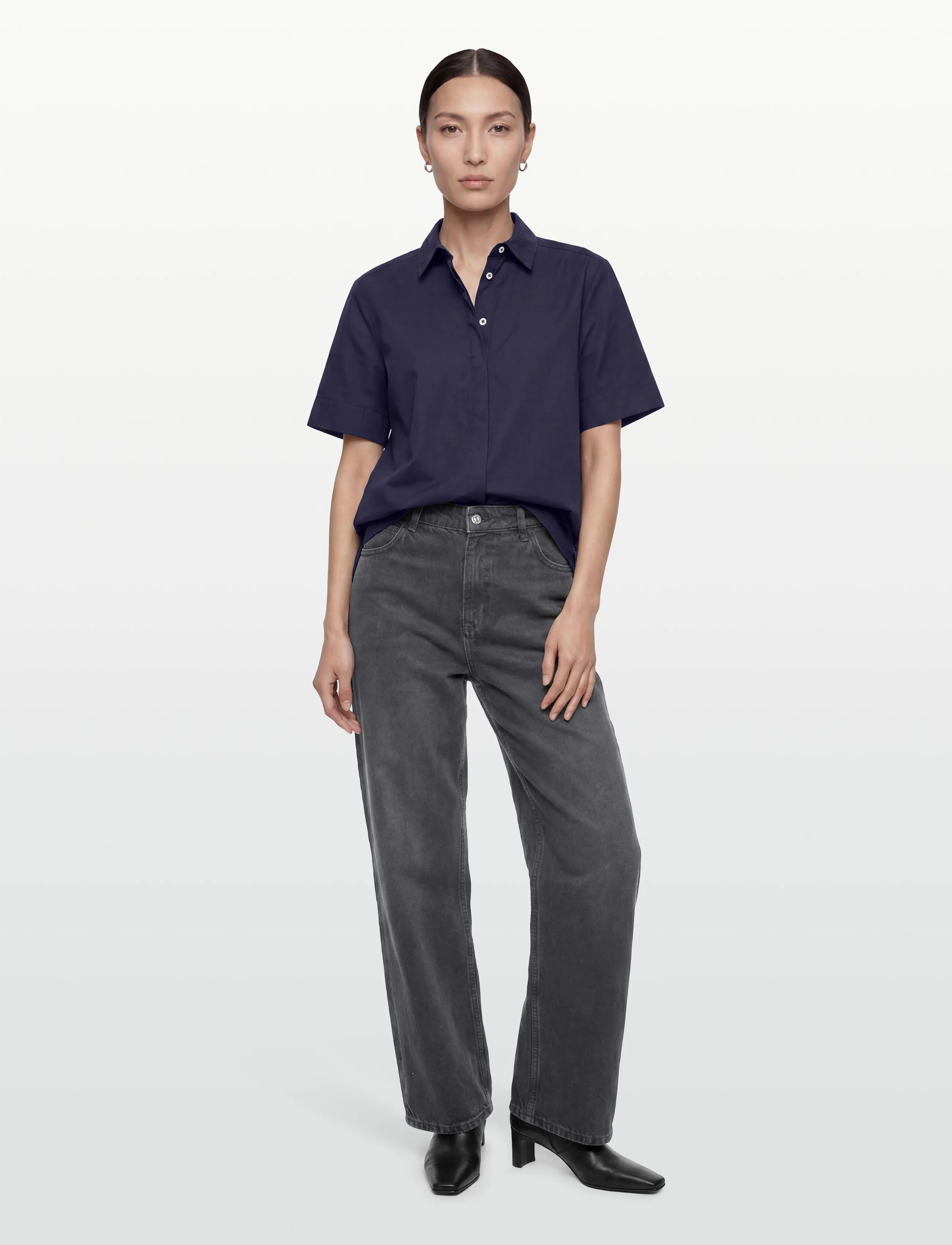 Naja Lauf TALI SHIRT COTTON SATEEN - Hemden - NAVY / navy