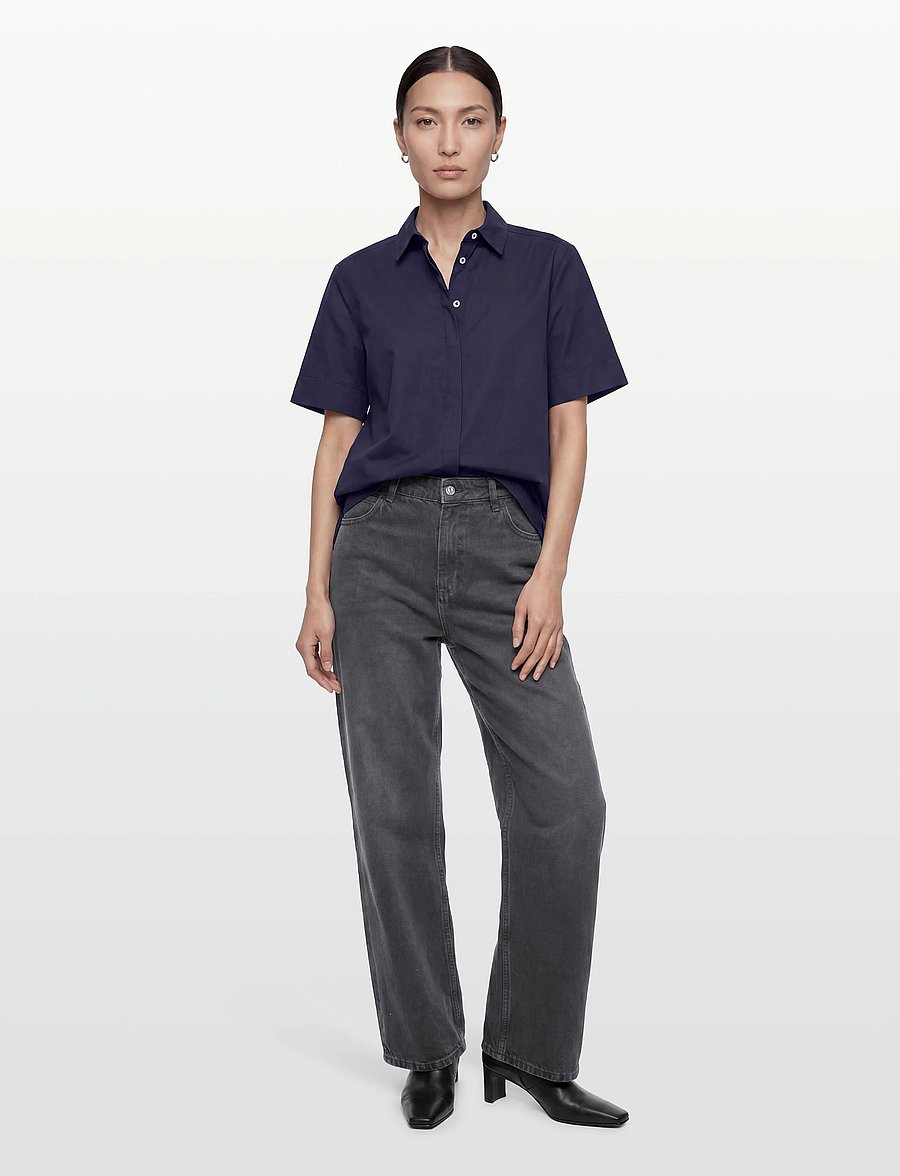 Naja Lauf - TALI SHIRT COTTON SATEEN - chemises à manches courtes - navy - 0