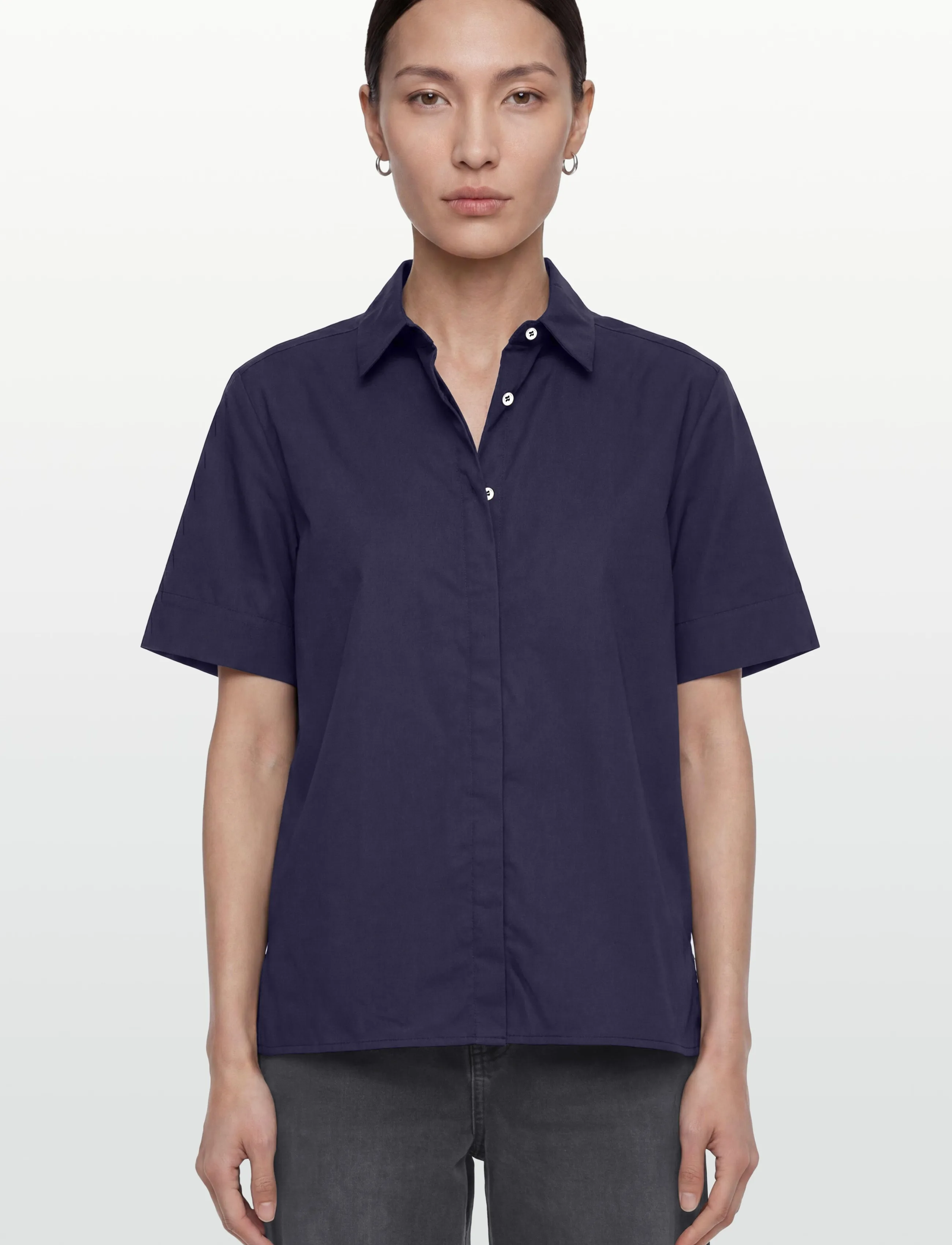 Naja Lauf - TALI SHIRT COTTON SATEEN - kurzärmlige hemden - navy - 3