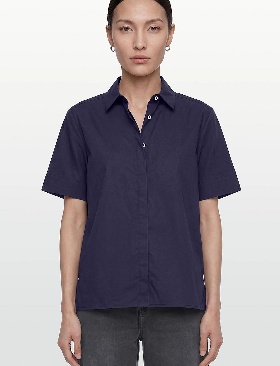 Naja Lauf - TALI SHIRT COTTON SATEEN - chemises à manches courtes - navy - 3