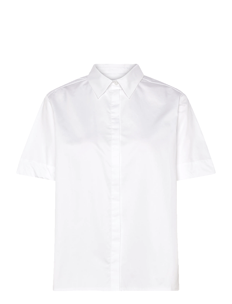 Naja Lauf - TALI SHIRT COTTON SATEEN - kurzärmlige hemden - white - 1