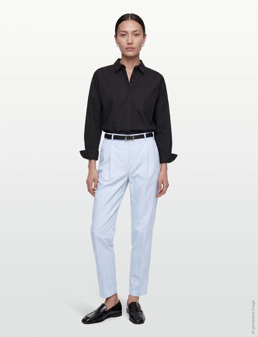 Naja Lauf - NICO PANTS COTTON SATEEN - bukser med lige ben - light blue - 0