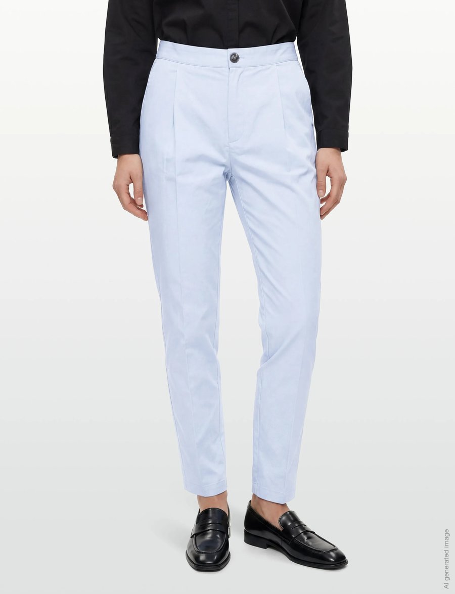 Naja Lauf - NICO PANTS COTTON SATEEN - bukser med lige ben - light blue - 3