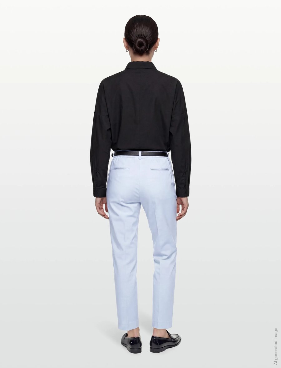 Naja Lauf - NICO PANTS COTTON SATEEN - bukser med lige ben - light blue - 4