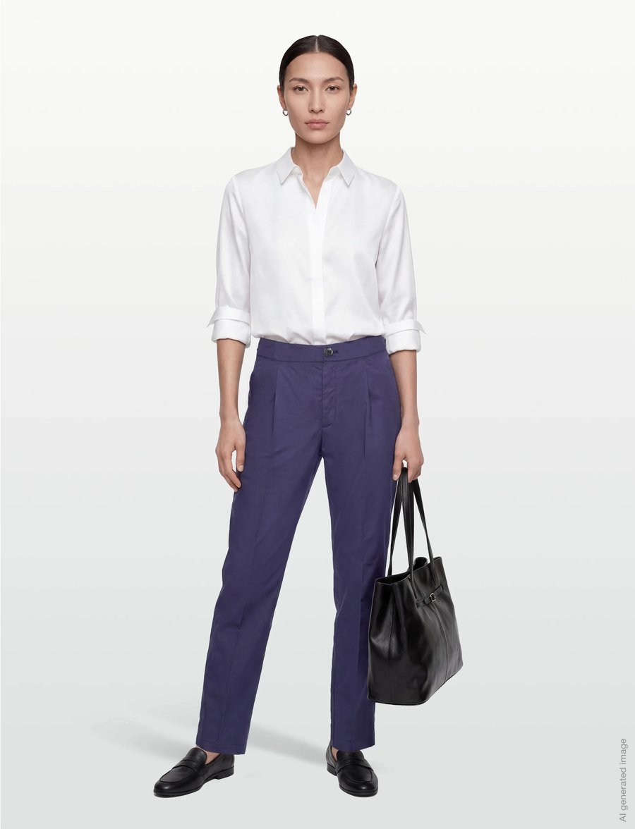 Naja Lauf - NICO PANTS COTTON SATEEN - bukser med lige ben - navy - 0