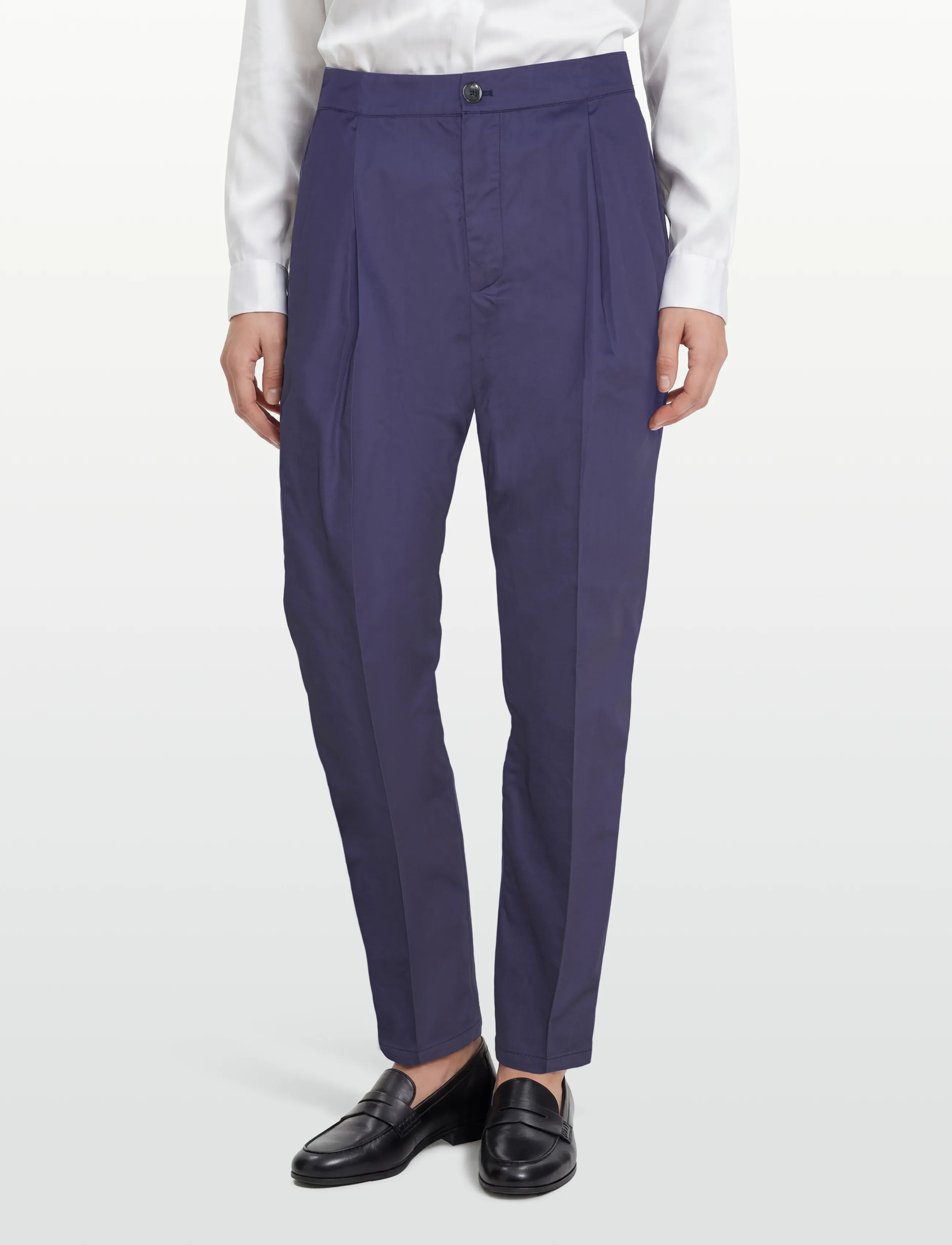 Naja Lauf - NICO PANTS COTTON SATEEN - bukser med lige ben - navy - 3