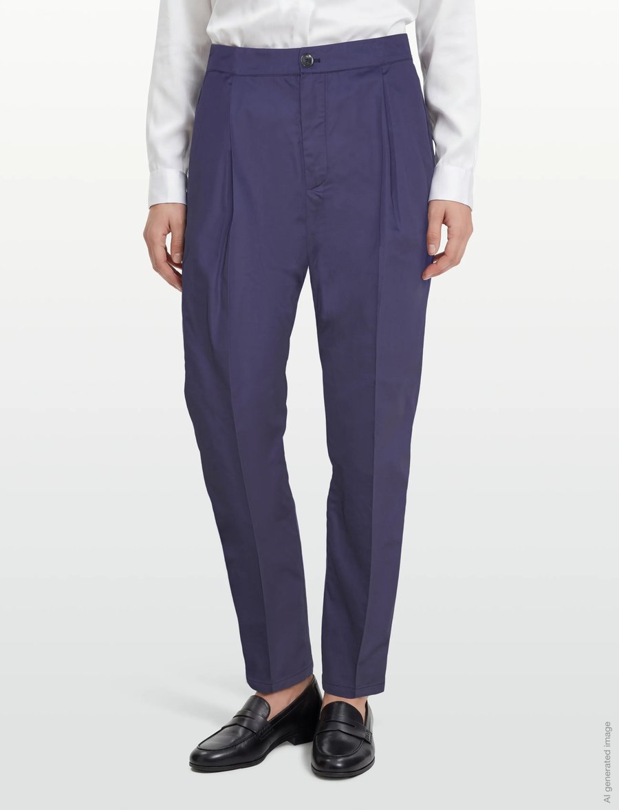 Naja Lauf - NICO PANTS COTTON SATEEN - bukser med lige ben - navy - 3