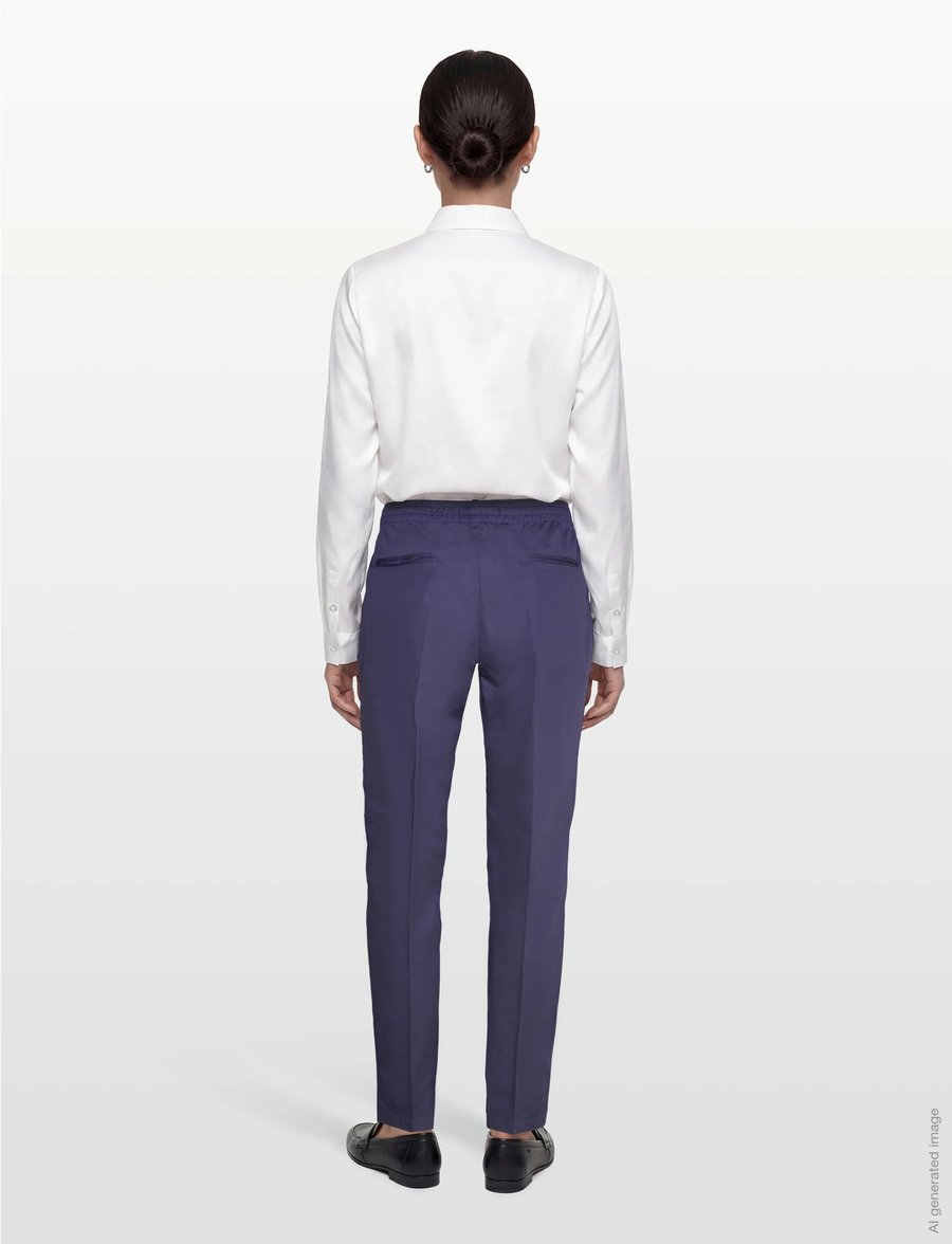 Naja Lauf - NICO PANTS COTTON SATEEN - bukser med lige ben - navy - 4