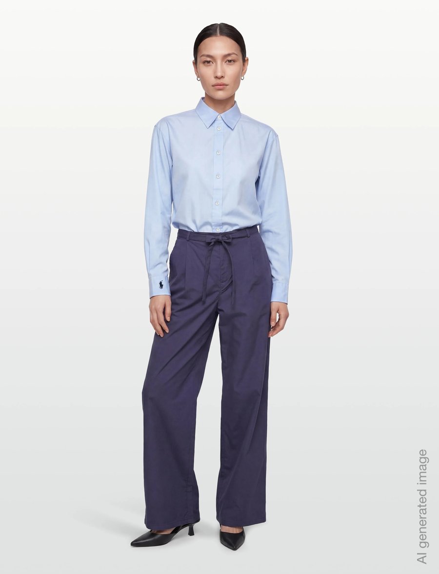 Naja Lauf - JELENA PANTS COTTON SATEEN - hosen mit weitem bein - navy - 0