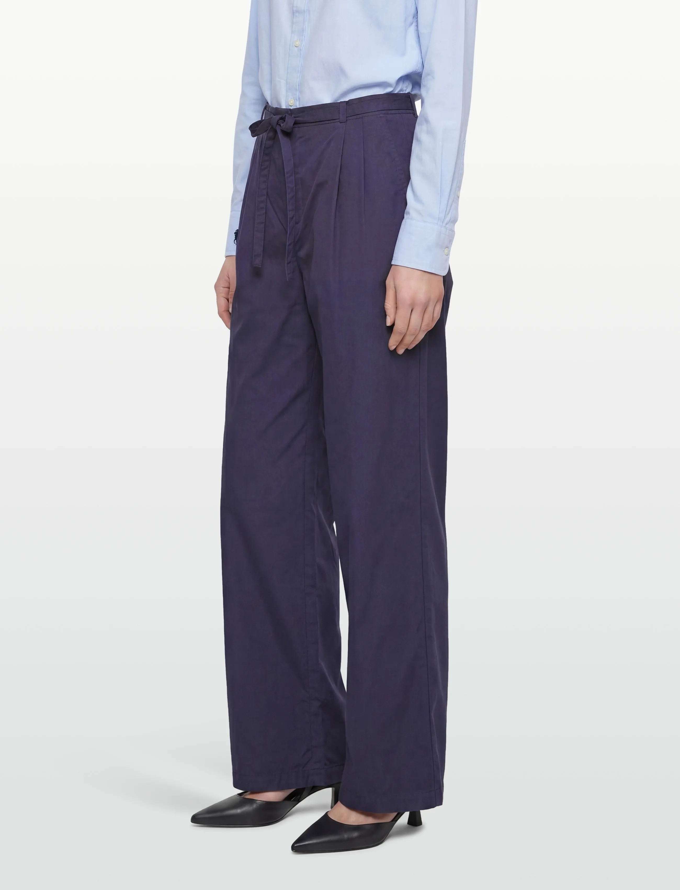 Naja Lauf - JELENA PANTS COTTON SATEEN - bukser med brede ben - navy - 3