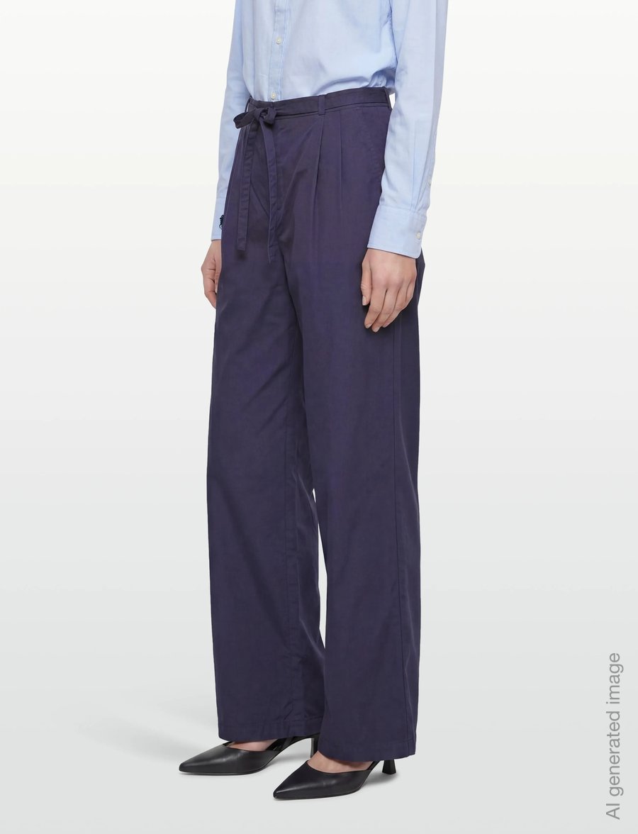 Naja Lauf - JELENA PANTS COTTON SATEEN - hosen mit weitem bein - navy - 3