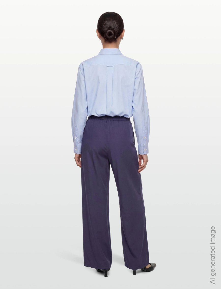 Naja Lauf - JELENA PANTS COTTON SATEEN - hosen mit weitem bein - navy - 4