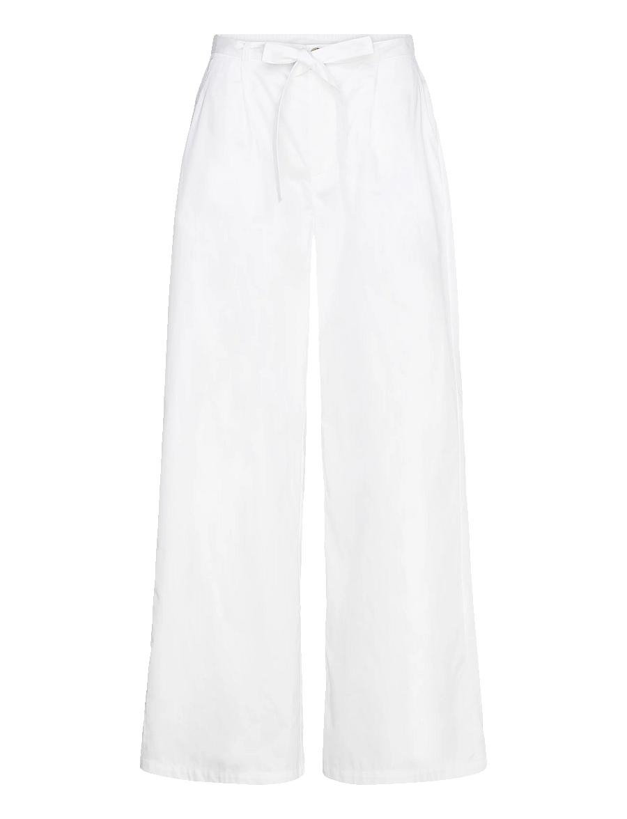 Naja Lauf - JELENA PANTS COTTON SATEEN - hosen mit weitem bein - white - 1