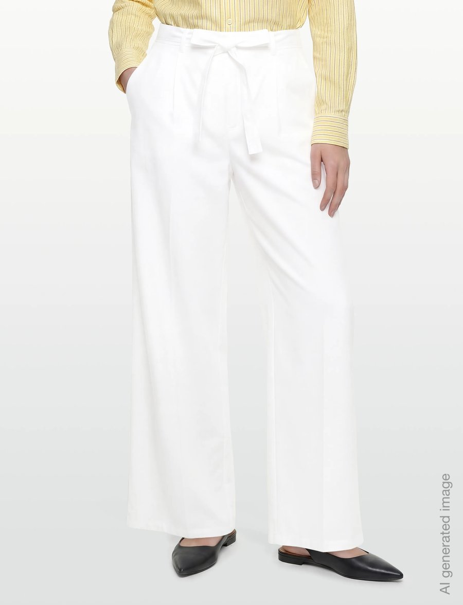Naja Lauf - JELENA PANTS COTTON SATEEN - hosen mit weitem bein - white - 3