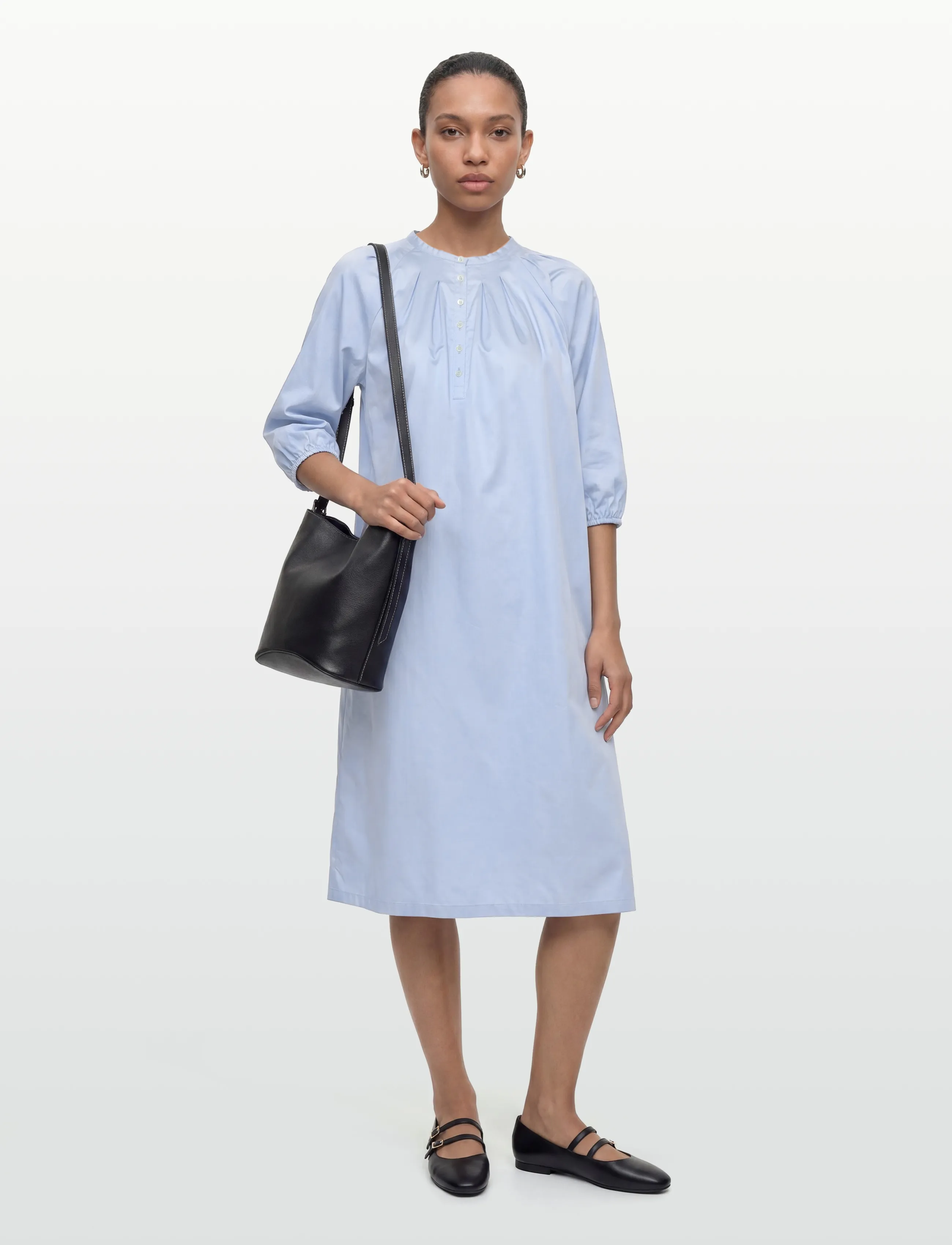 Naja Lauf NICOLE DRESS COTTON SATEEN - Skjortklänningar - LIGHT BLUE / blue