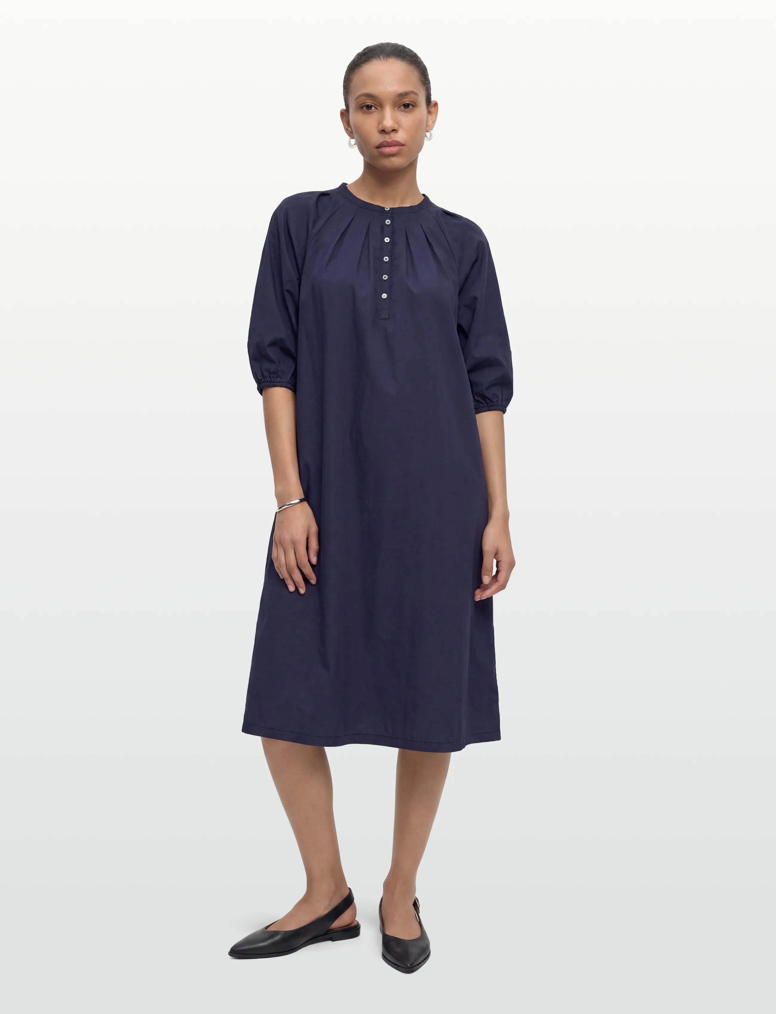 Naja Lauf NICOLE DRESS COTTON SATEEN - Skjortekjoler - NAVY / navy