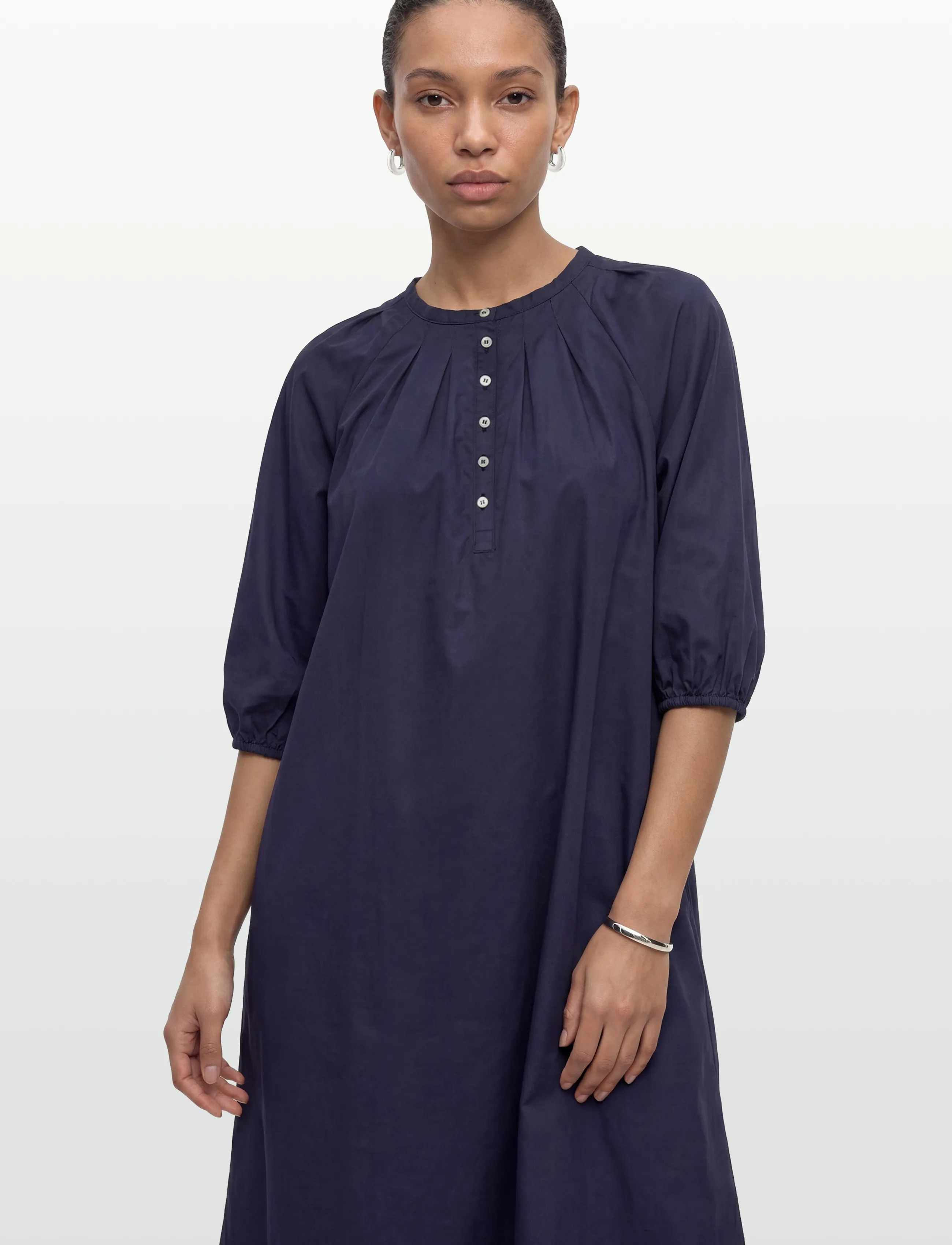 Naja Lauf - NICOLE DRESS COTTON SATEEN - skjortekjoler - navy - 3