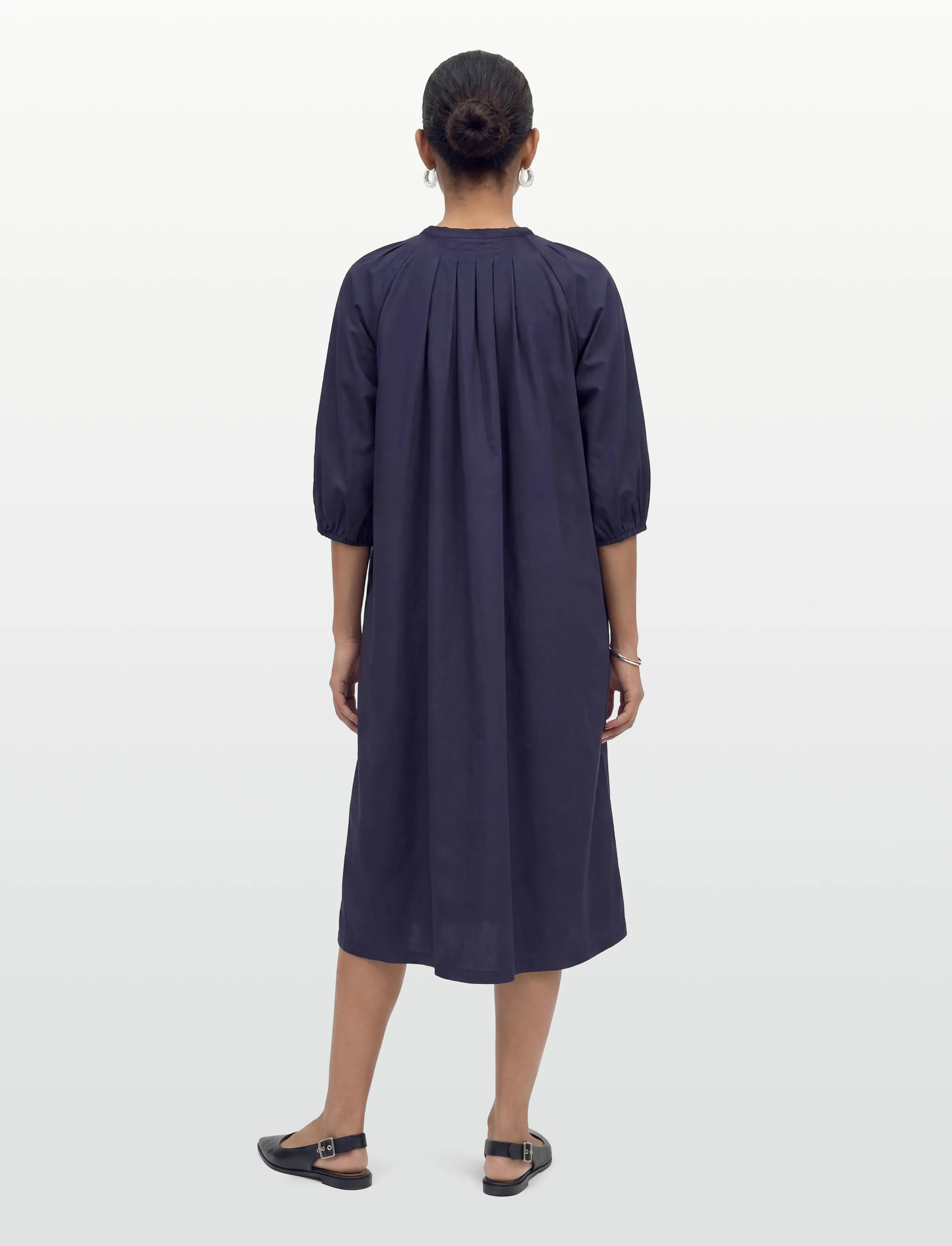 Naja Lauf - NICOLE DRESS COTTON SATEEN - skjortekjoler - navy - 4