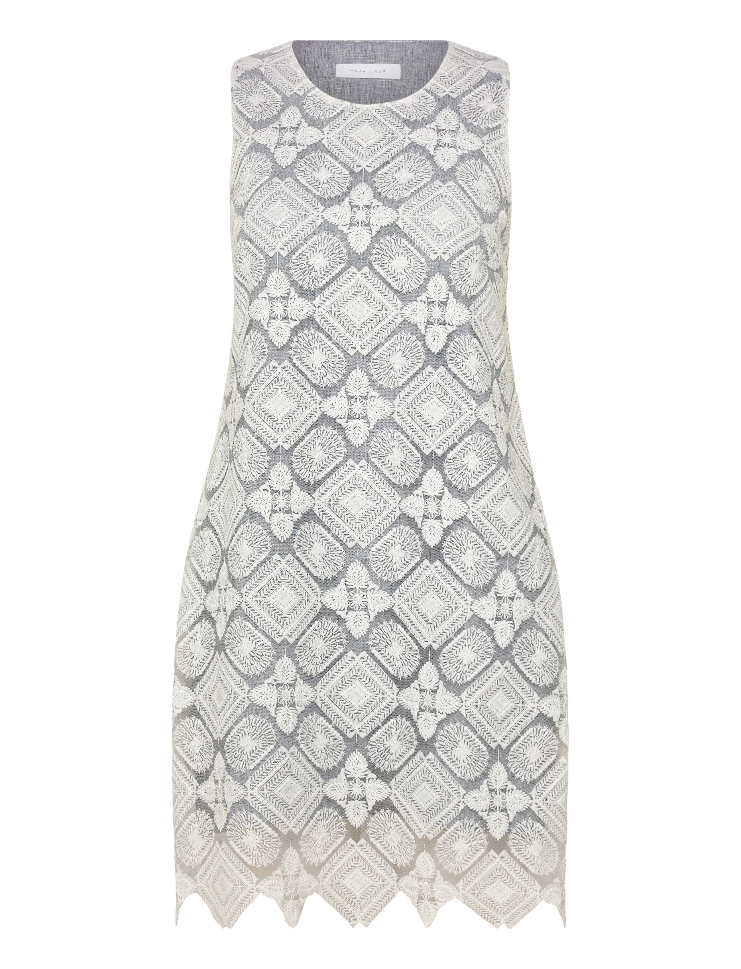 Naja Lauf BIA DRESS WHITE EMBROIDERY - Klänningar - WHITE / white