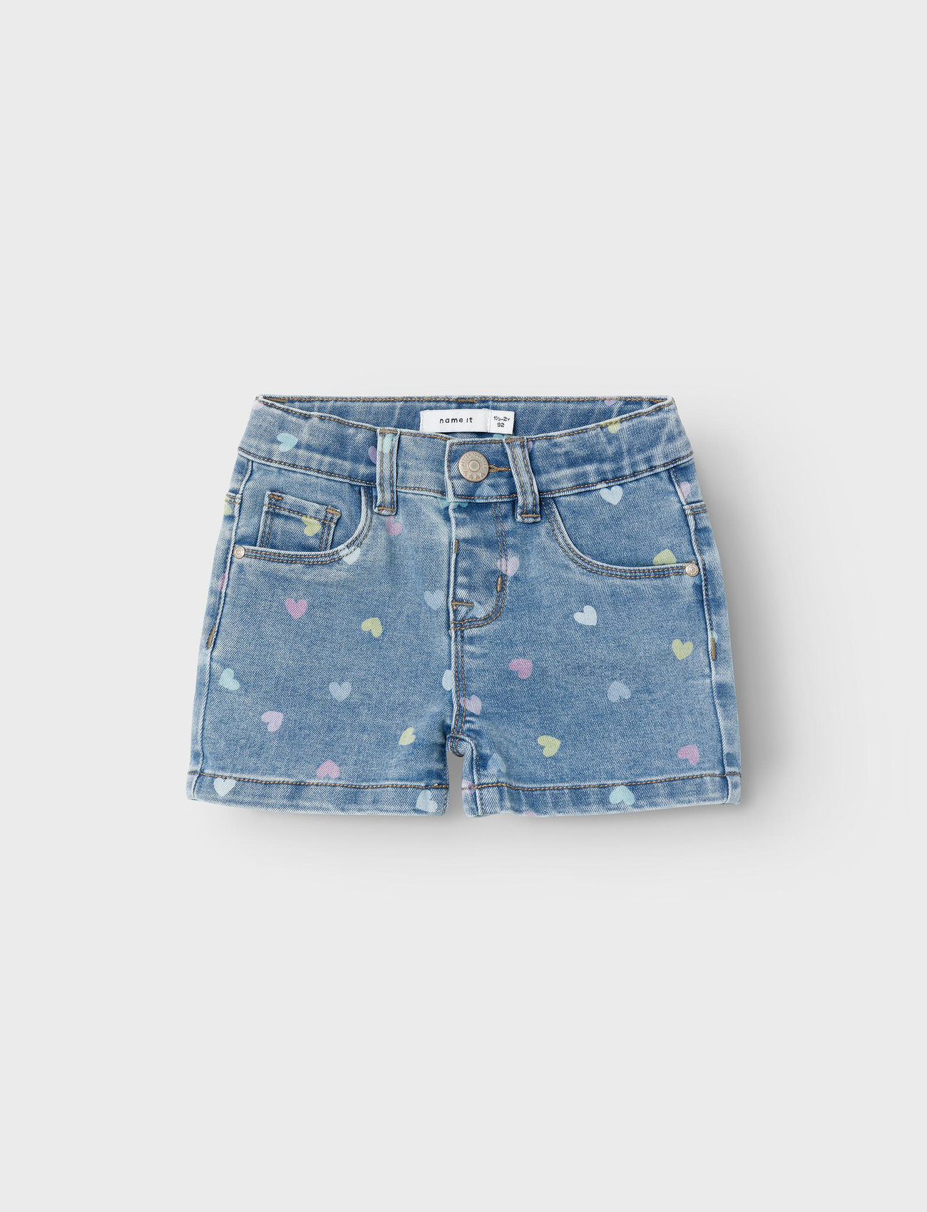 Medium Blue Denim Hearts Salli Slim Denim Shorts Noos str. 104