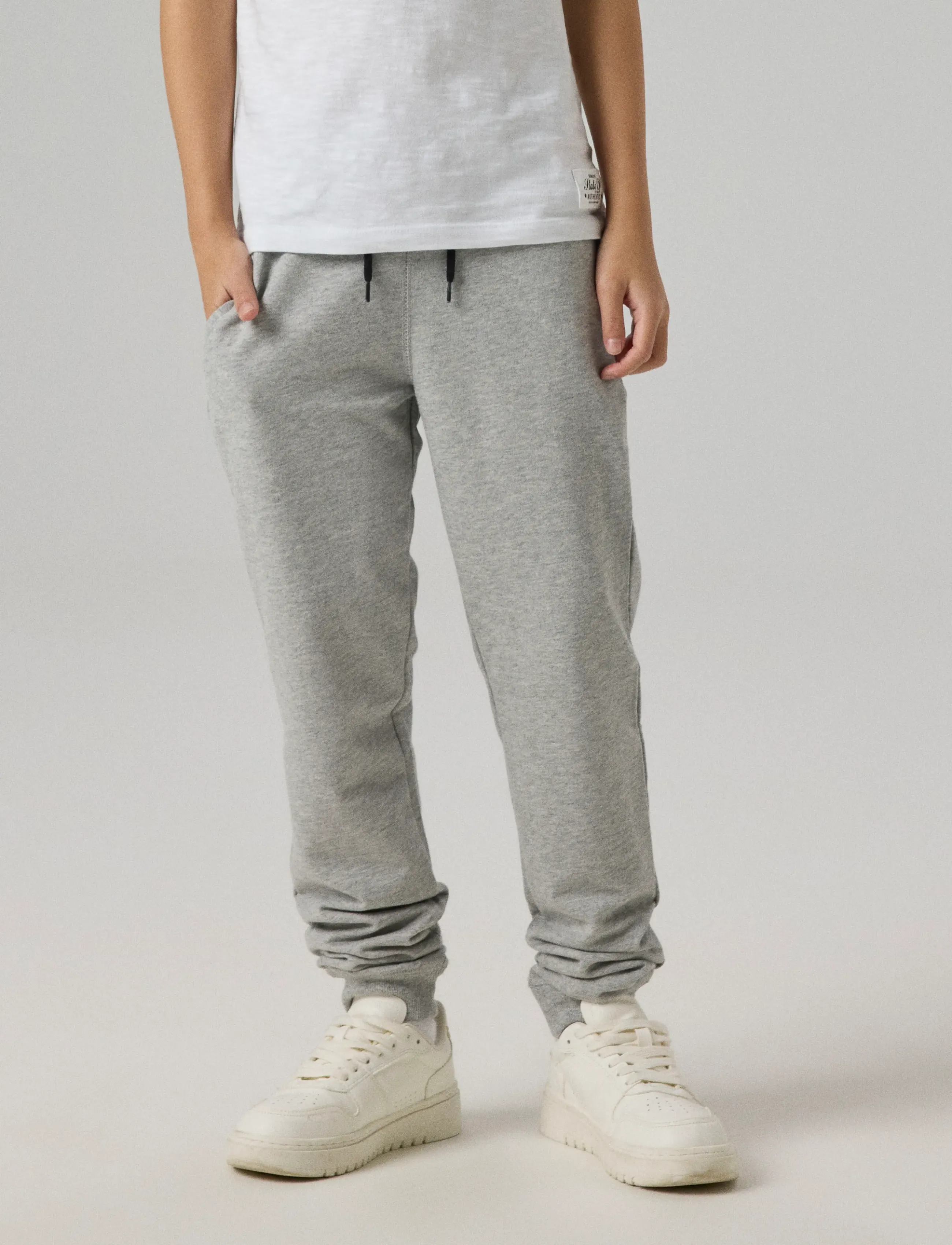 name it - NKMSWEAT PANT UNB NOOS - dressipüksid - grey melange - 4