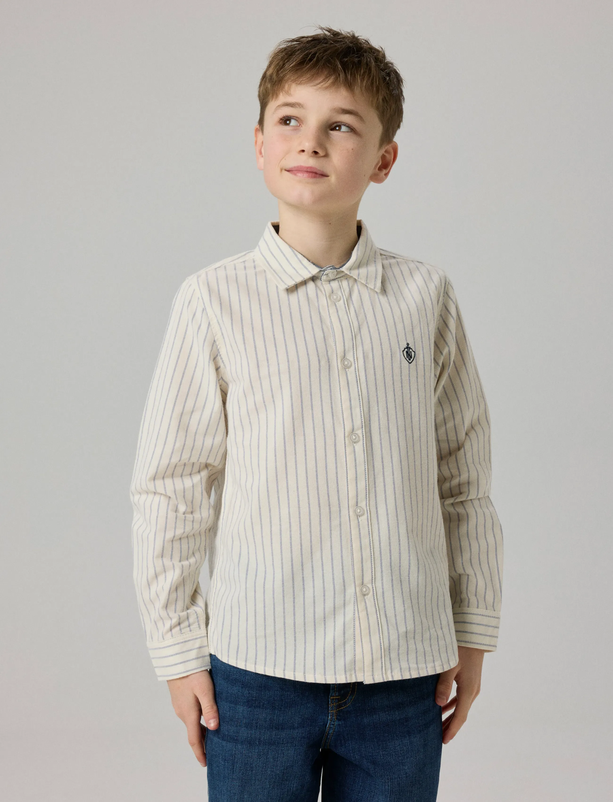 name it NKMNEWSA LS SHIRT NOOS - Särgid - JET STREAM / cream