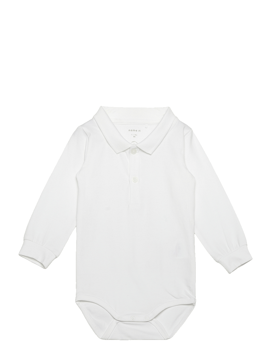 name it - NBMHOLGER LS POLO BODY NOOS - langärmelige bodys - bright white - 1