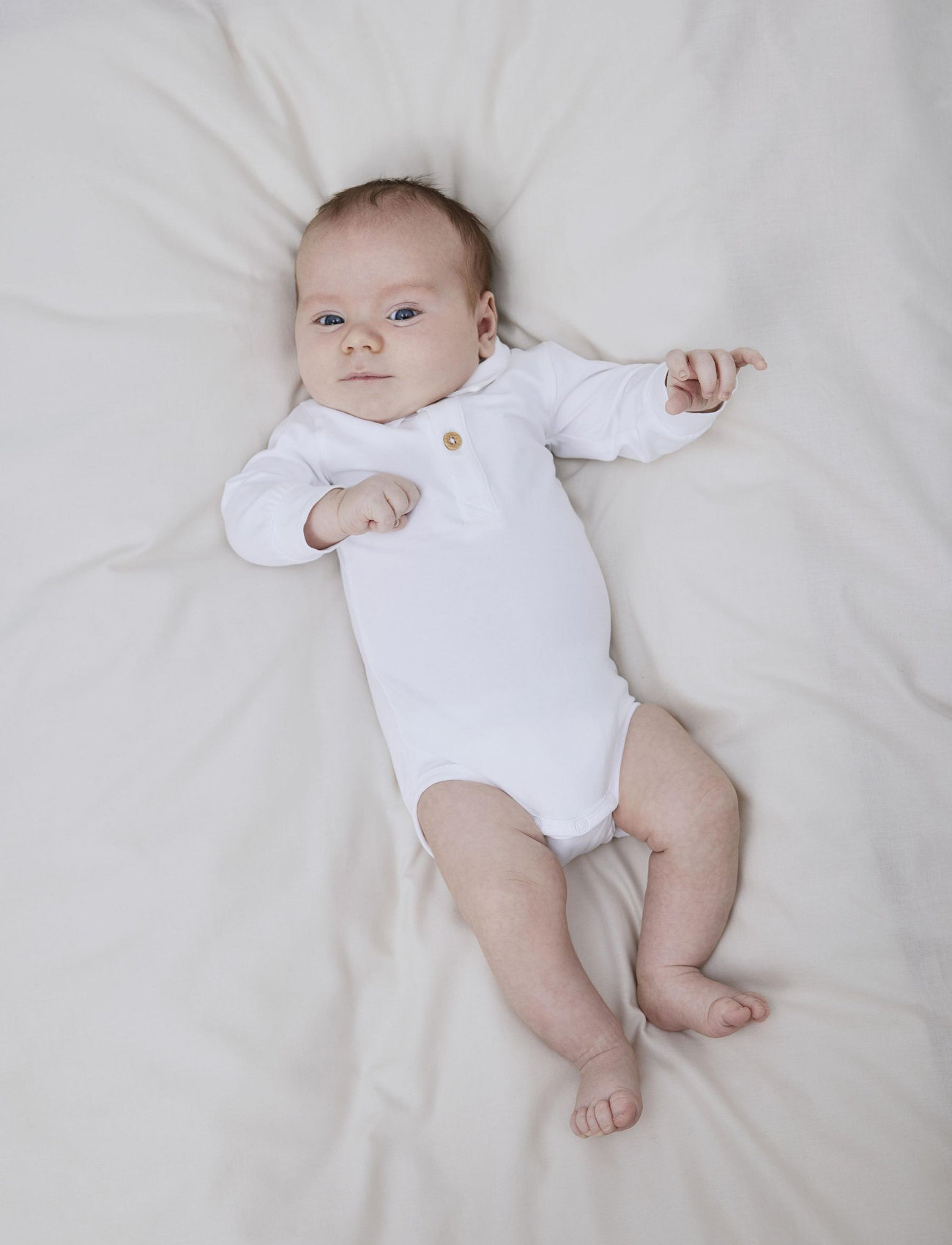 name it - NBMHOLGER LS POLO BODY NOOS - rompers met lange mouwen - bright white - 0