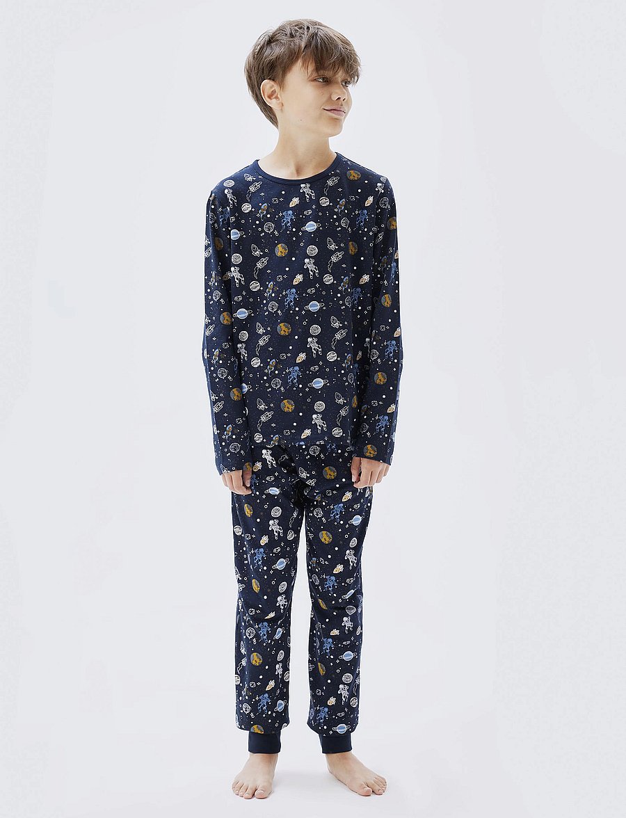 name it - NKMNIGHTSET DARK SAPPHIRE SPACE NOOS - pyjamassæt - dark sapphire - 0