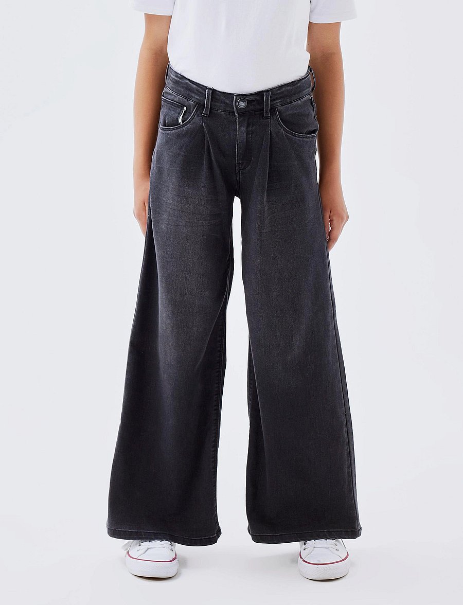 name it - NKFBELLA WIDE JEANS 1463-SP NOOS - hosen mit weitem bein - black denim - 0