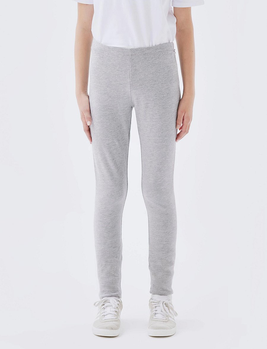 name it - NKFDAVINA SOLID SWE LEGGING BRU N NOOS - leggings - grey melange - 0
