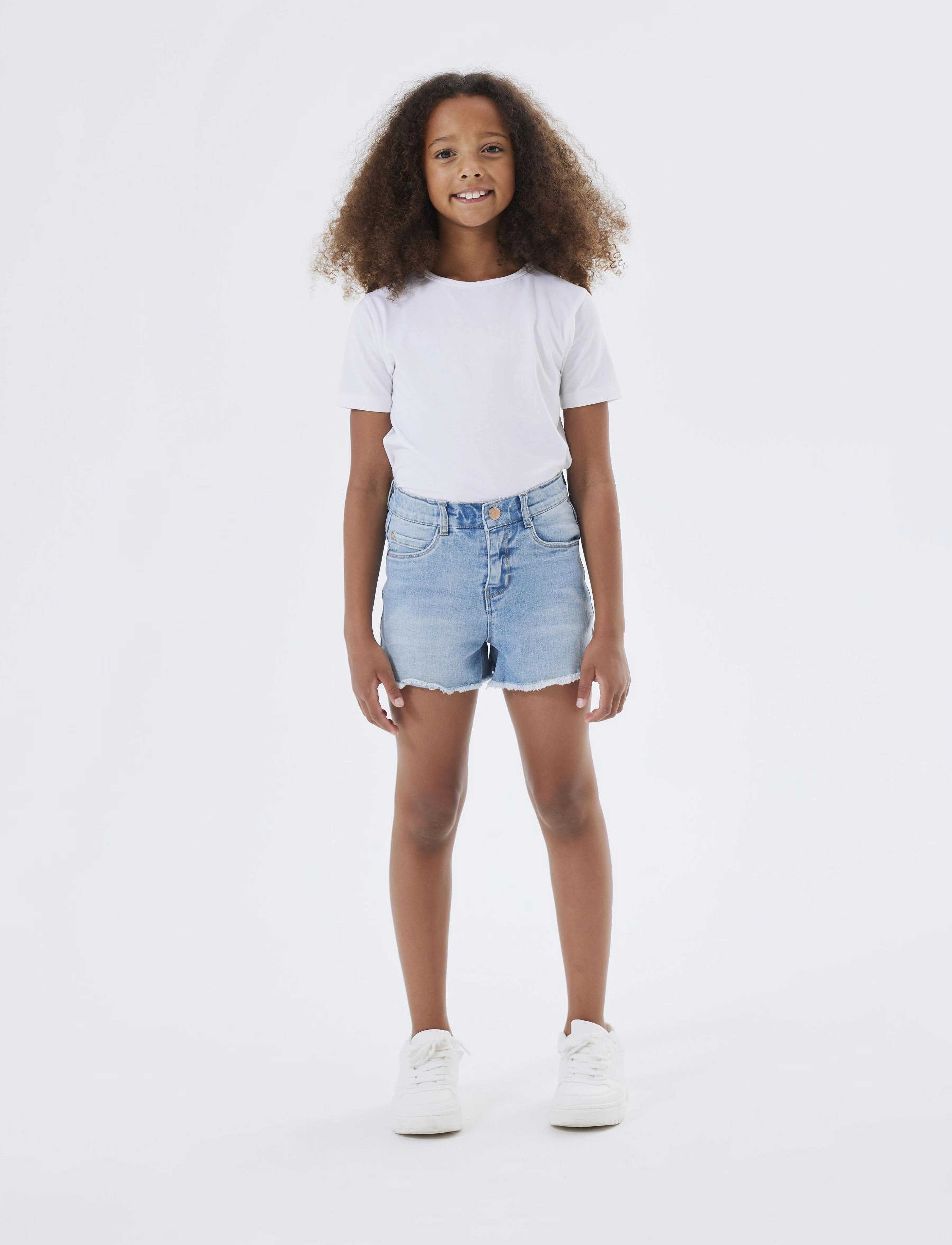 name it Nkfrose Hw Mom Dnm Shorts 8222-Ya Noos, Børn, Højtaljede Mom Denim Shorts, Blå, Str: 140